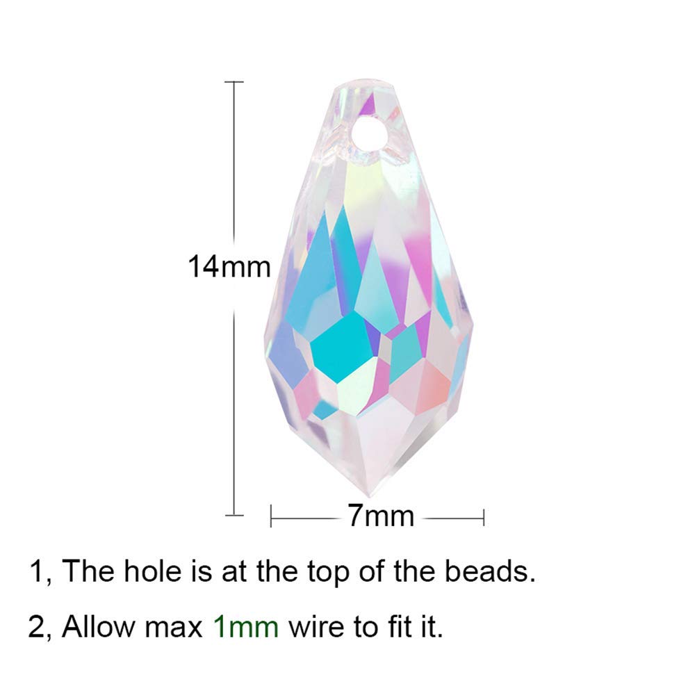 72pcs 7x14mm Top Drilled AB Crystal Teardrop Beads & 80pcs 8mm Vertical Hole AB Crystal Round Beads for Jewelry Making - DIY Bracelets, Necklaces, Earrings, Craft Projects