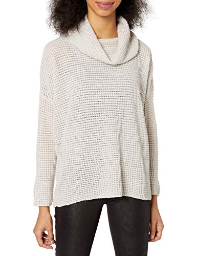 Jack Daniel's Women's Waffle Stitch Cowl Neck Sweater - Split Back Design - Cozy Pullover for Casual Wear, Fall & Winter Fashion, Bar & Lounge Outfits