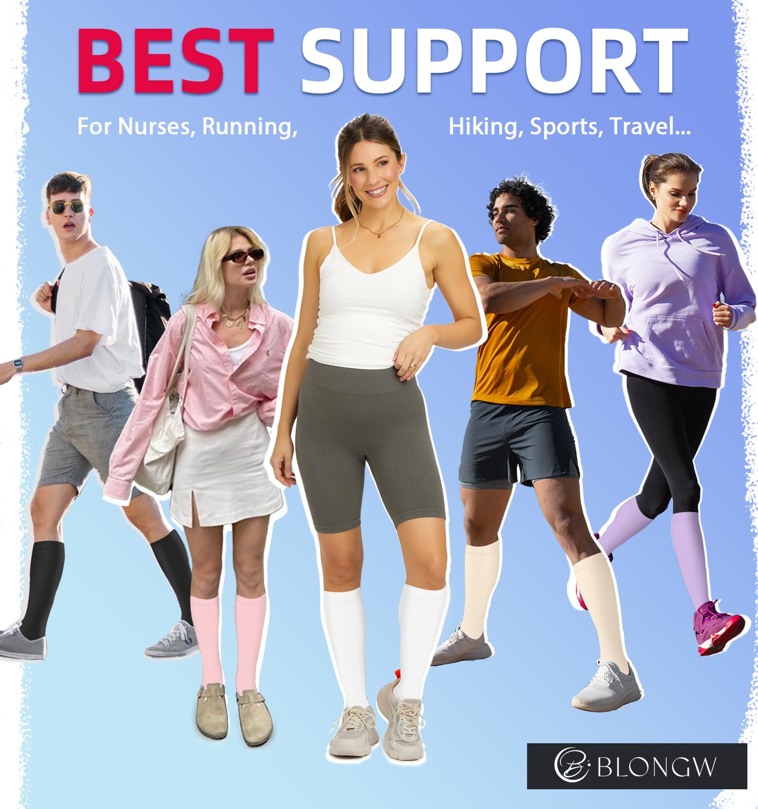 Best Compression Socks for Women & Men - 15-20 mmHg Support for Nurses, Running, Hiking & Travel (4 Pairs) - Improve Blood Circulation & Reduce Swelling for Long Work Shifts, Sports & Airplane Flights