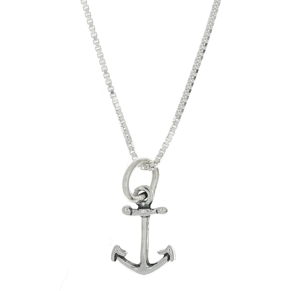 Sterling Silver Tiny Faith Anchor Charm Necklace for Women - Inspirational Jewelry Gift for Baptism, Confirmation & Everyday Wear