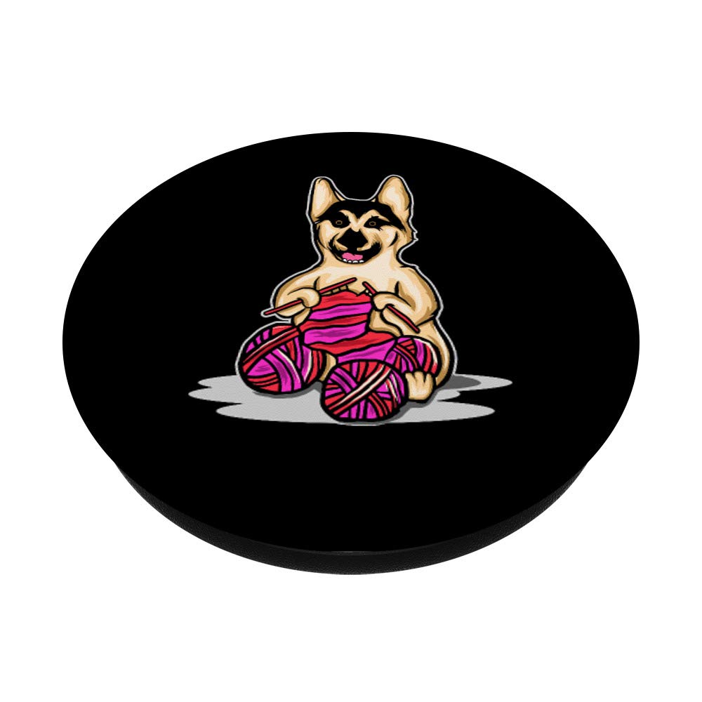 German Shepherd Dog Knitting Yarn PopSockets Grip & Stand for iPhone, Samsung, iPad - Perfect for Crafters, Knitters & Pet Lovers (Home, Office, Travel Use)
