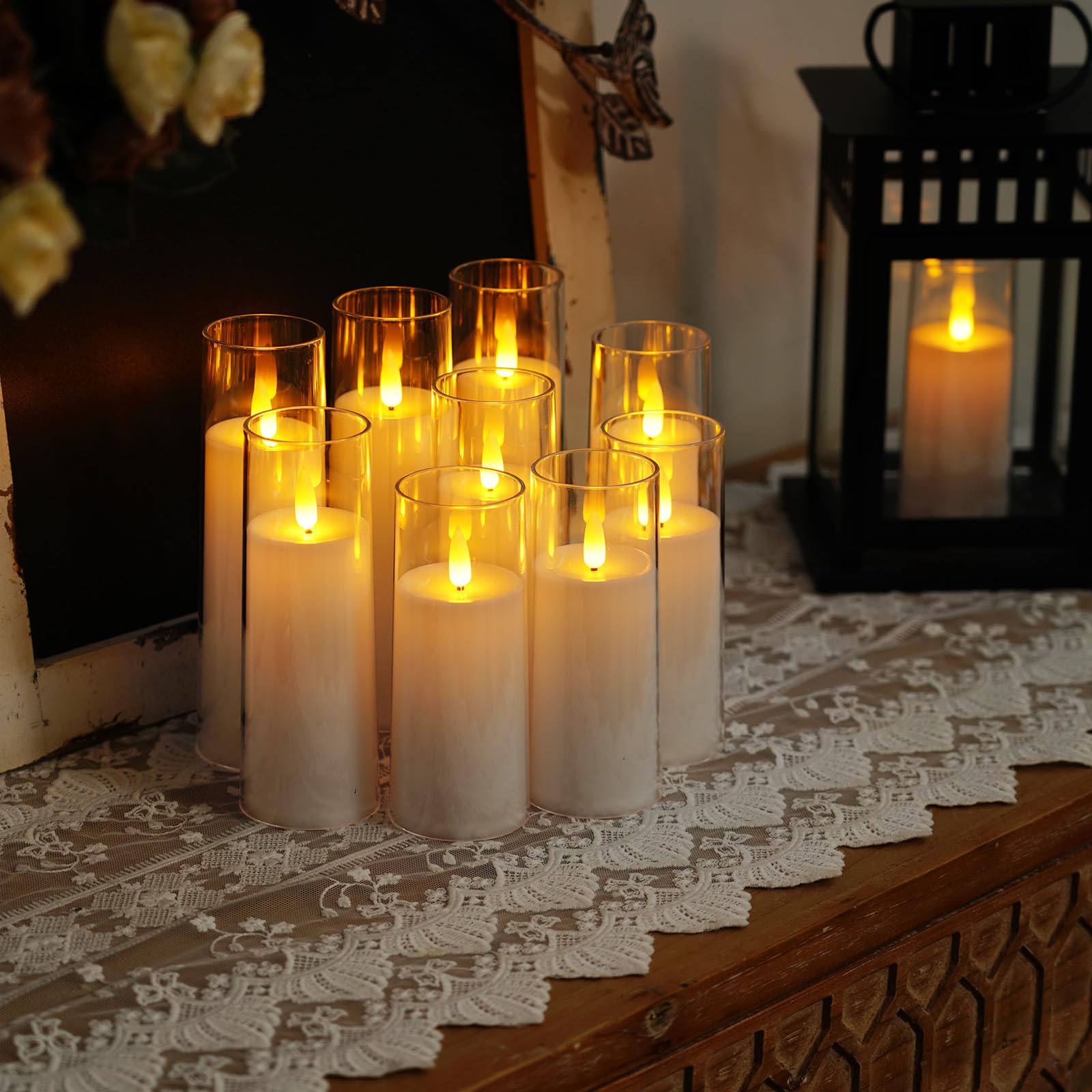 Homemory 9-Pack Pure White LED Flameless Candles with Remote & Timer - Battery Operated Fake Candles for Wedding Centerpieces, Home Decor, Christmas, Dinner Parties & Romantic Ambiance