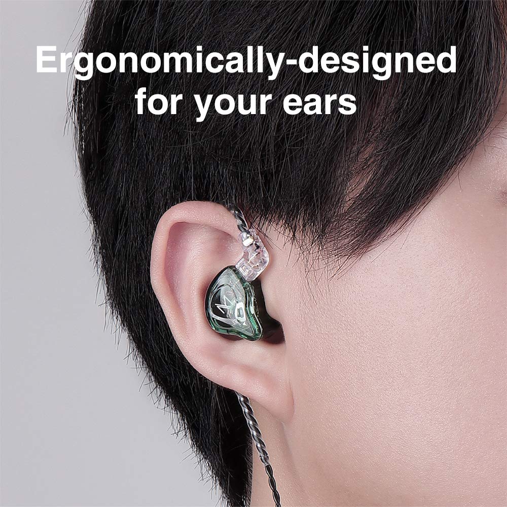 TRN MT1 HiFi In-Ear Headphones with Dual Magnetic Dynamic Drivers - Noise Cancelling Sport Earbuds for Running, Gym & Workout (Green, No Mic) | Perfect for Music Lovers & Athletes