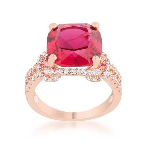 6.2ct Ruby & Cubic Zirconia Rose Gold Statement Ring for Women - Elegant Vintage Jewelry for Parties, Weddings & Special Occasions