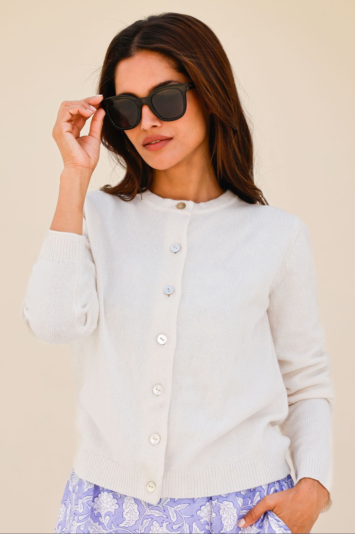 Premium Merino Wool Classic Cardigan for Women - Soft & Warm Ivory Knit Sweater - Perfect for Fall, Winter & Layering Outfits