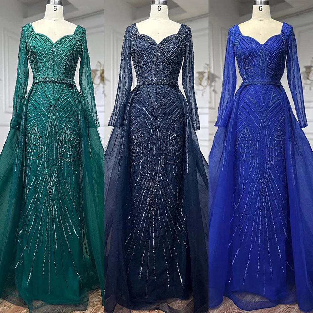 Serene Hill Muslim Royal Blue A-Line Sweetheart Beaded Luxury Dubai Evening Dress Gown for Women - Wedding, Party, Special Occasions 2025 LA72221 | Perfect for Formal Events, Bridal Showers & Evening Galas