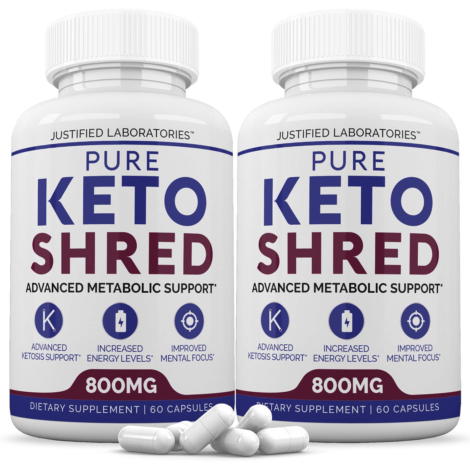 Pure Keto Shred Advanced BHB Ketogenic Supplement | Exogenous Ketones for Ketosis | 60 Capsules (2 Bottles) | Weight Loss & Energy Boost for Men & Women | Perfect for Low-Carb Diet & Fitness Routines