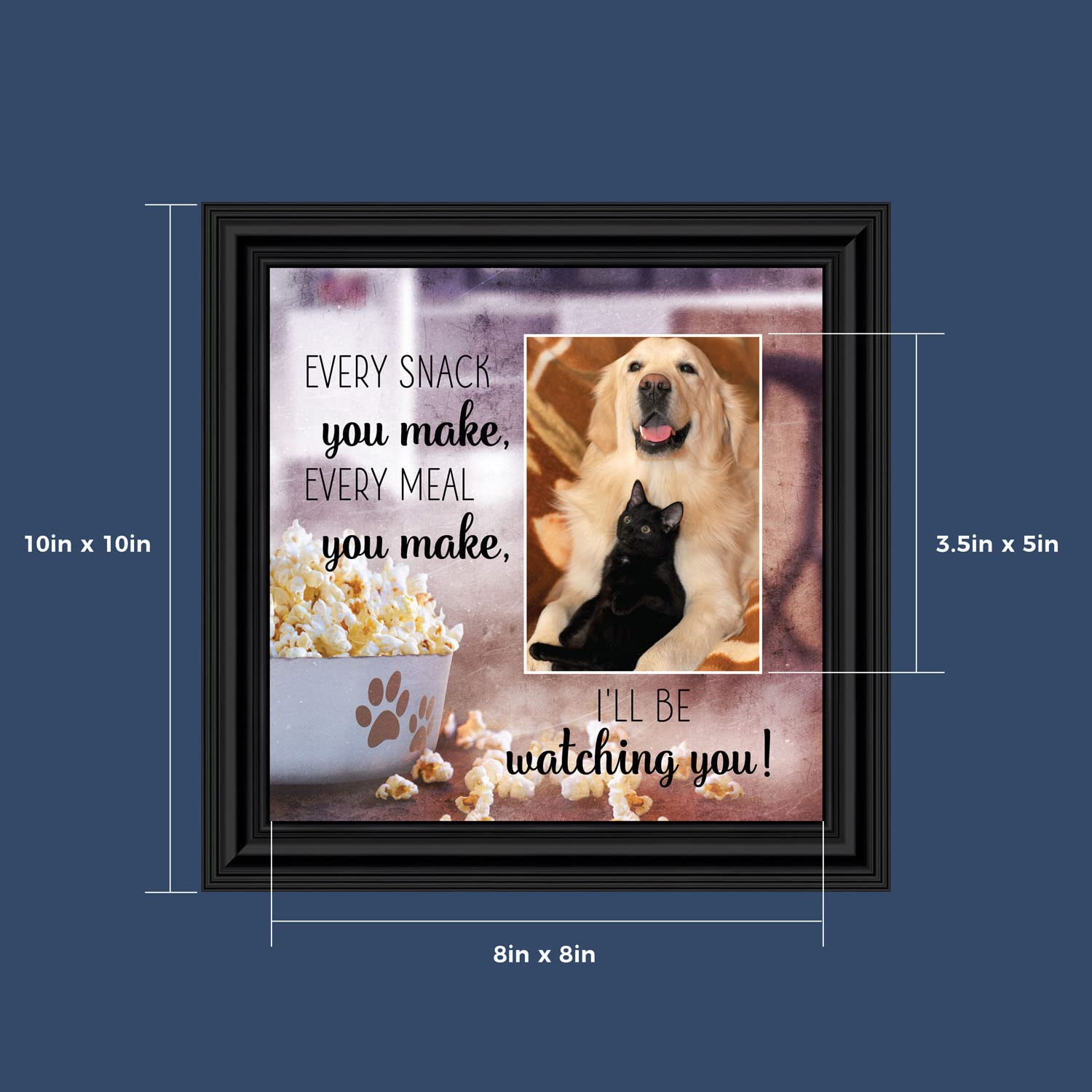 Crossroads Home Décor Dog Picture Frame with Snacks - Paw Print Wall Art for Pet Lovers - Perfect for Living Room, Bedroom, or Office Decor (6437B)
