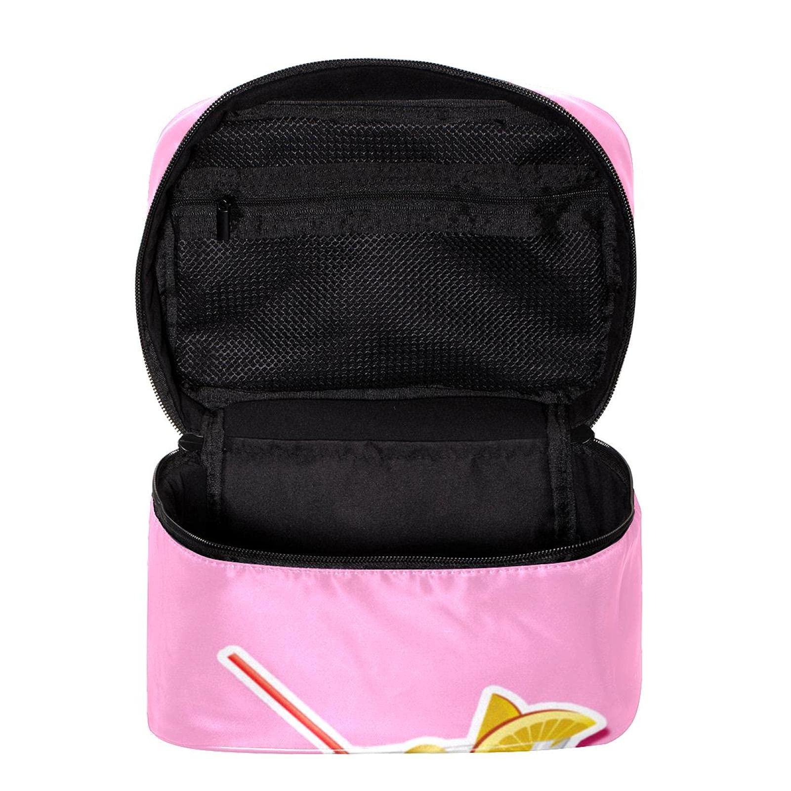 Pink Flamingo & Cocktail Travel Makeup Bag - Large Cosmetic Organizer with Zipper, Waterproof Toiletry Bag for Women & Girls - Perfect for Vacation, Beach Trips & Gym Essentials Storage