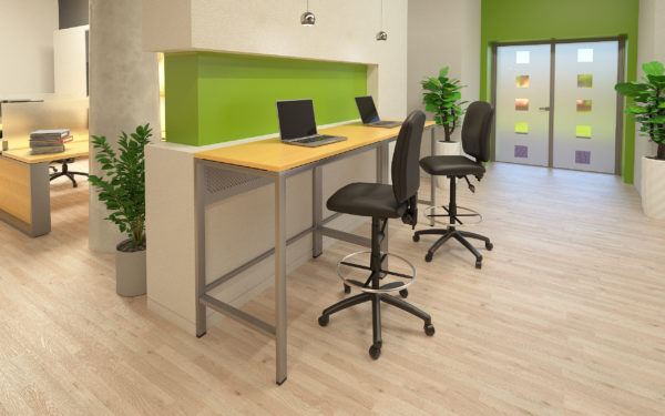 Boss Drafting Stool with Black Leather Seat - Adjustable Height Office Chair (Models B1645, B1646, B1647) - Perfect for Architects, Artists & Home Office Workspaces