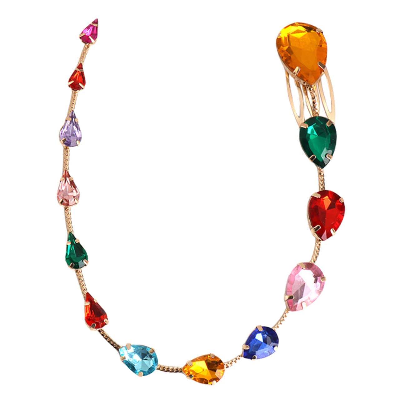 FOMIYES Colorful Hair Clips for Women - Crystal Tassel Hair Chains, Bling Hair Accessories for Braids, Gem Headpiece Hair Clips | Perfect for Weddings, Parties & Everyday Styling