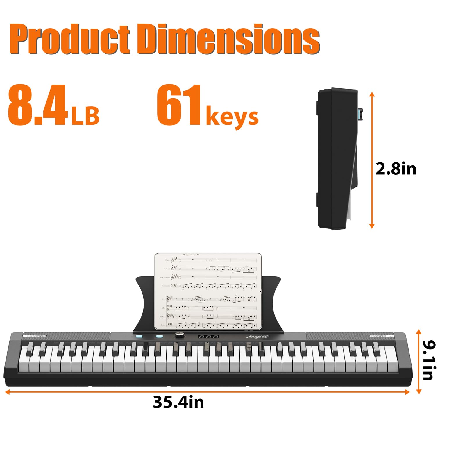 61-Key Portable Electric Piano Keyboard with Semi-Weighted Keys - Professional Digital Piano for Beginners & Adults - Includes Power Supply, Built-In Speakers, Sustain Pedal, Stand & Stool - Perfect for Home Practice, Music Lessons, Birthday & Christmas Gifts