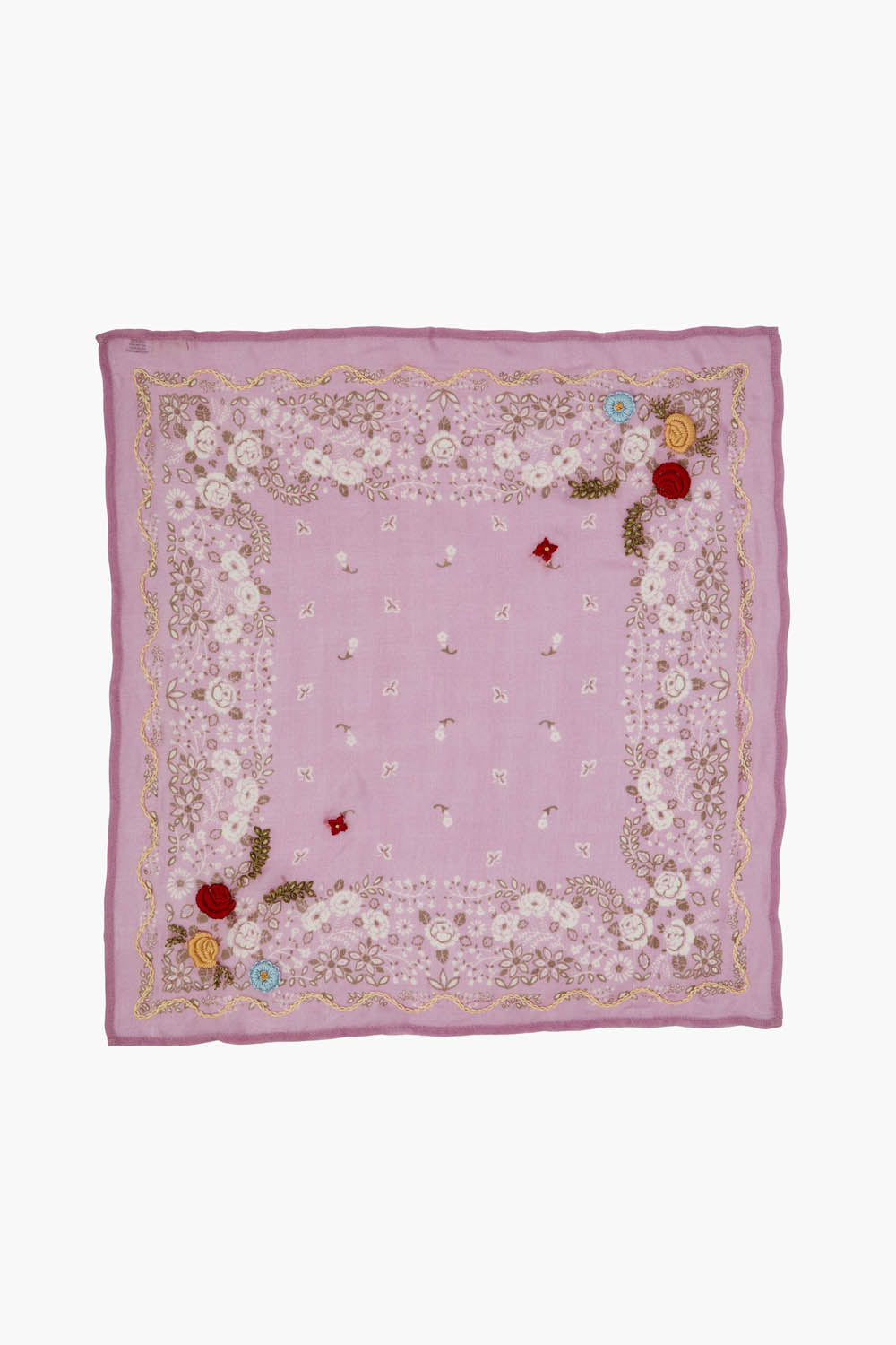 Pastel Lavender Embroidered Floral Bandana Scarf - Soft Cotton Hair Accessory for Women, Outdoor Activities, Music Festivals & Summer Fashion