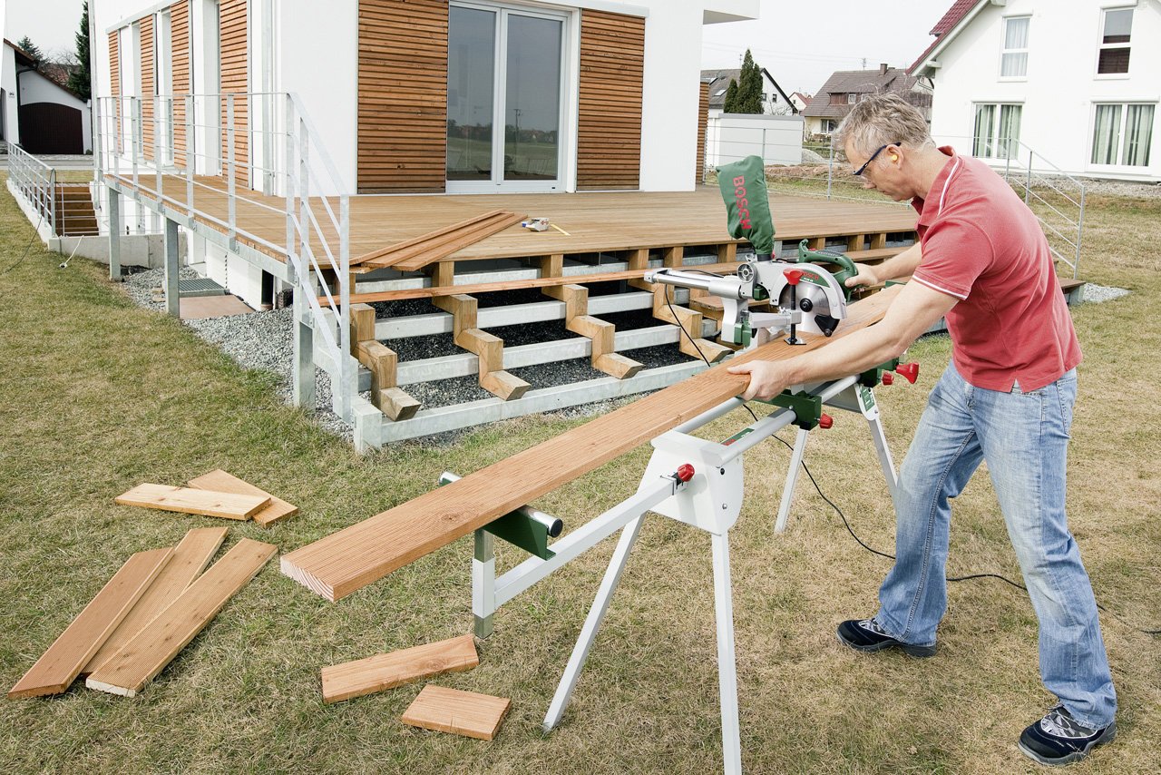 Bosch PTA 2400 Professional Miter Saw Stand - Heavy Duty Portable Workbench for Woodworking & Construction Projects