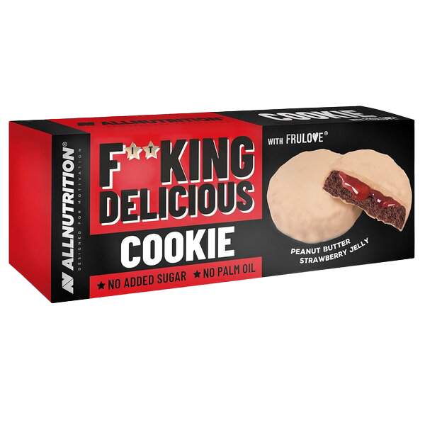 Allnutrition Fitking Delicious Peanut Butter & Strawberry Jelly Protein Cookie 128g - High Protein Snack for Weight Loss, Keto Diet & Post-Workout Recovery - Perfect for Gym, Office & On-the-Go Nutrition
