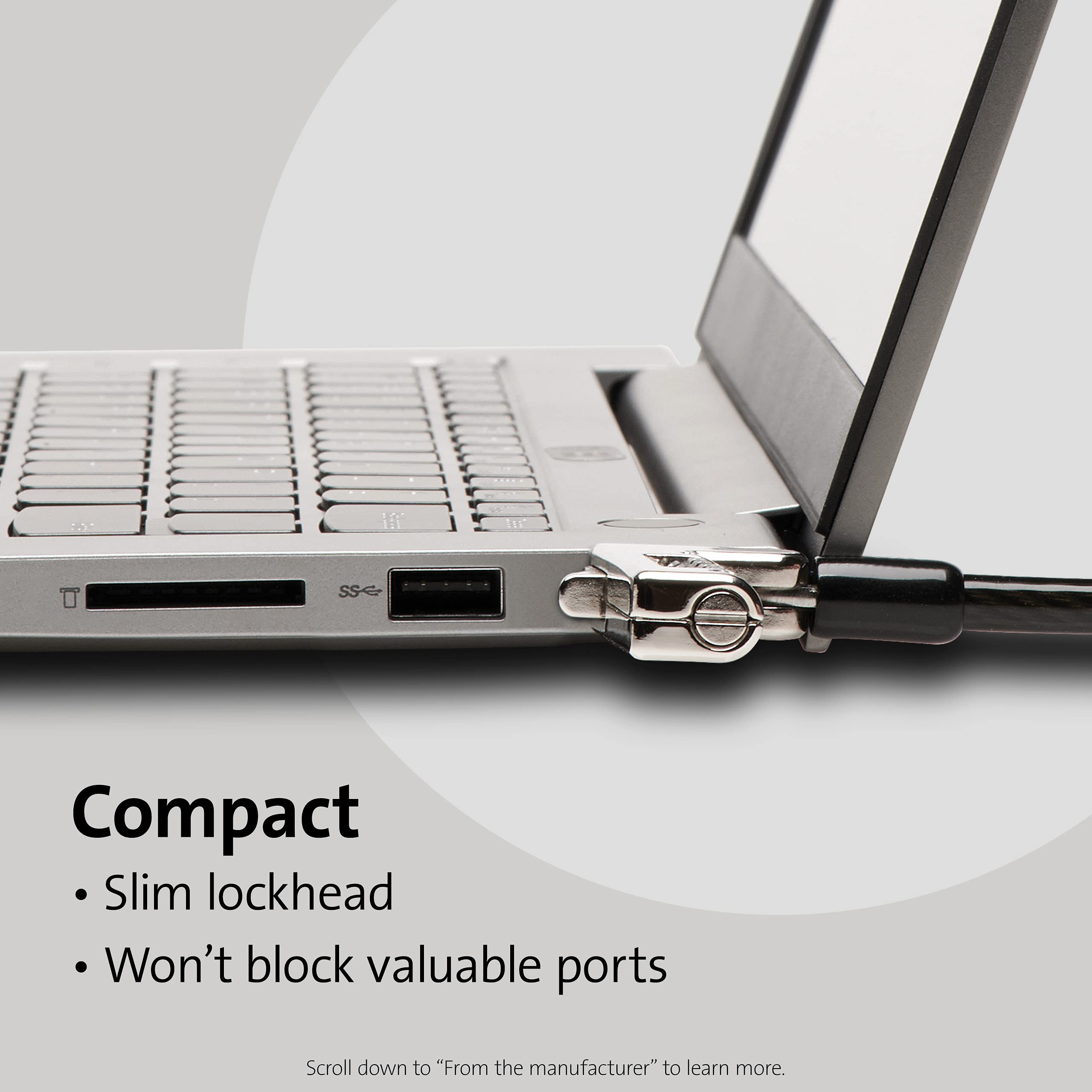 Kensington Slim Combination Ultra Cable Lock for Laptops & Electronics - Secure Standard Slot Devices (K60628WW) - Ideal for Office, Travel & Public Spaces