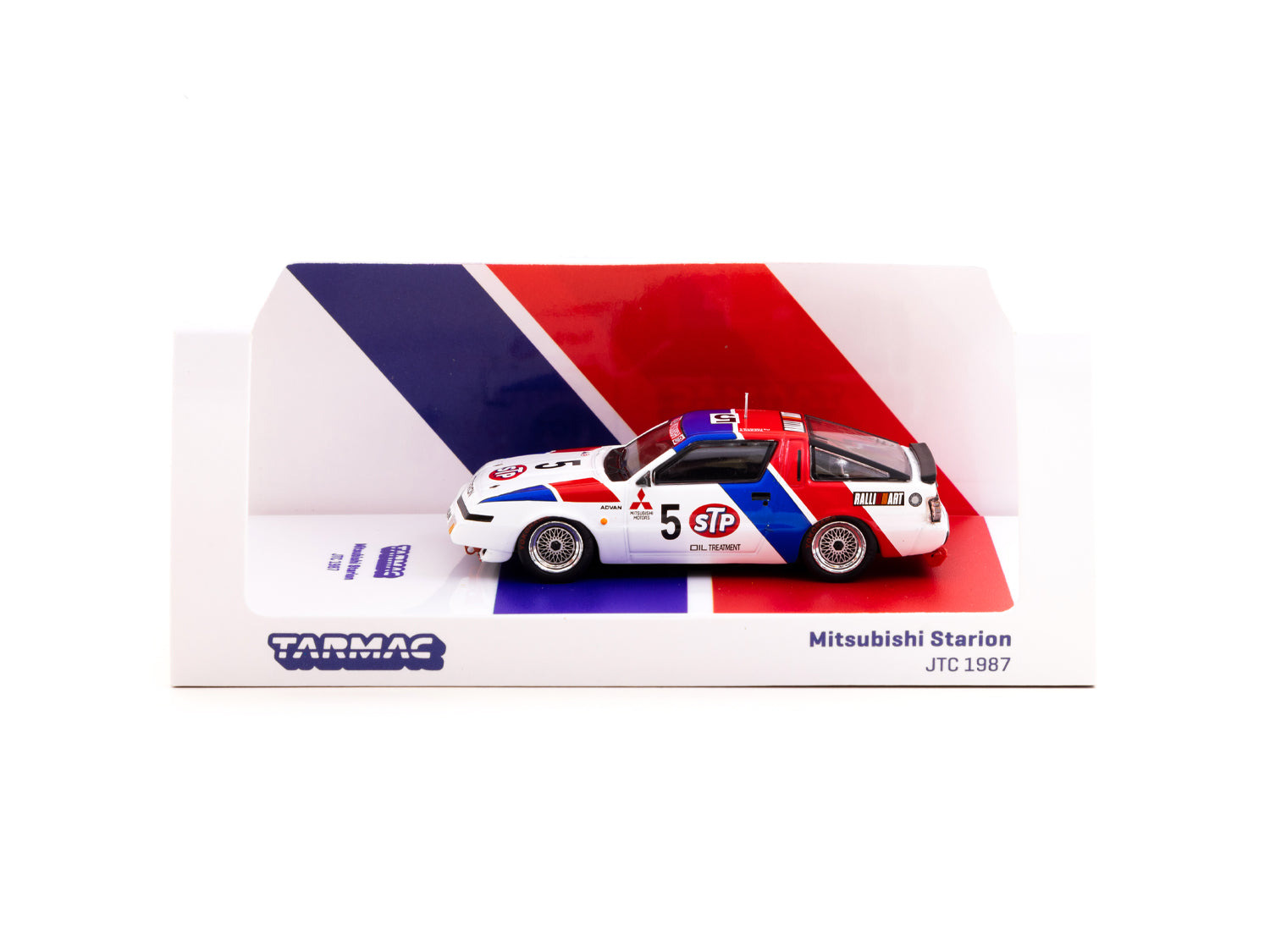 Tarmac Works 1/64 Scale Mitsubishi Starion JTC 1987 #5 Diecast Model Car - Collectible Miniature Vehicle for Display & Racing Scenes