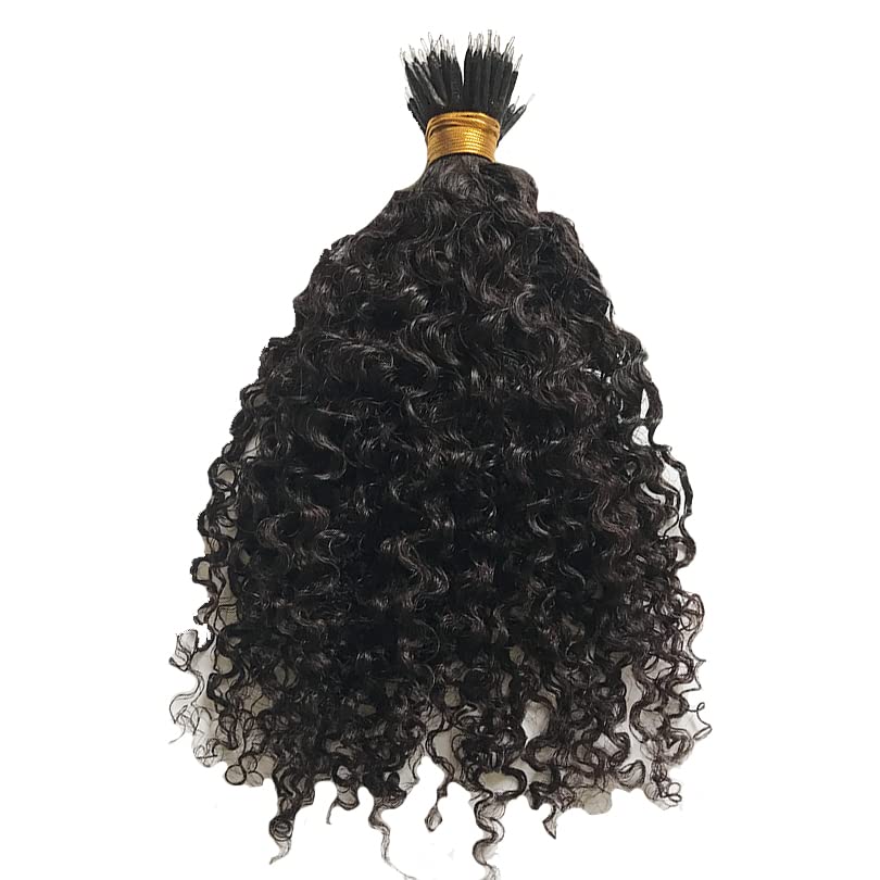 Malaysian Nano Ring Hair Extensions 100% Human Hair - Kinky Curly Nano Tip Beads for Women (12 Inch, 100 Strands, Black/Brown) | Natural Look Hair Extensions for Daily Wear, Parties & Special Occasions