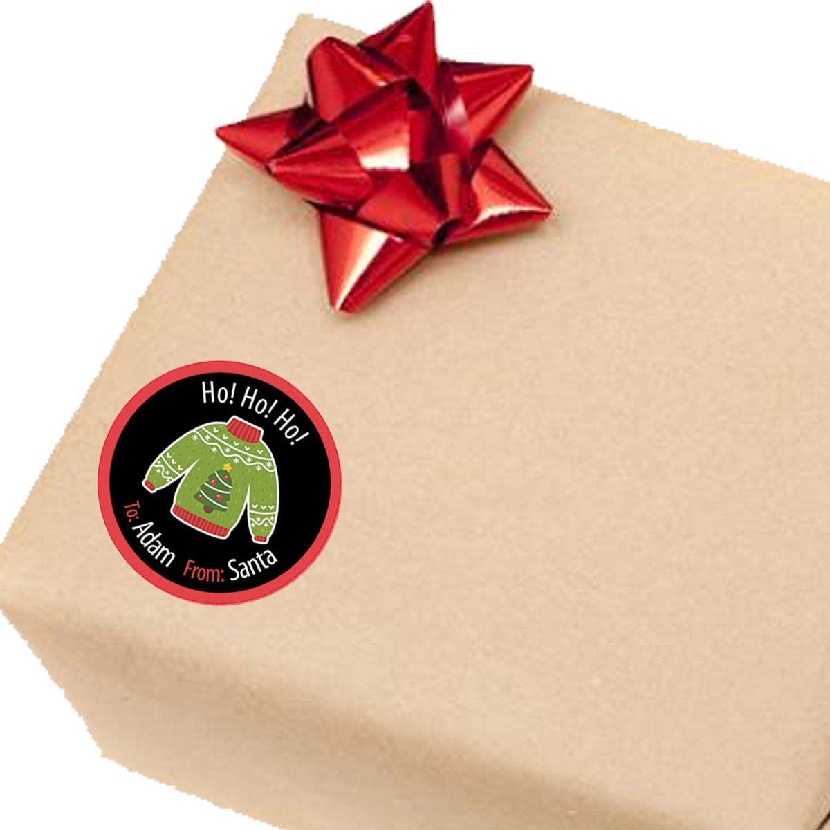 Ugly Christmas Sweater Stickers - Santa Gift Labels for Holiday Gifts