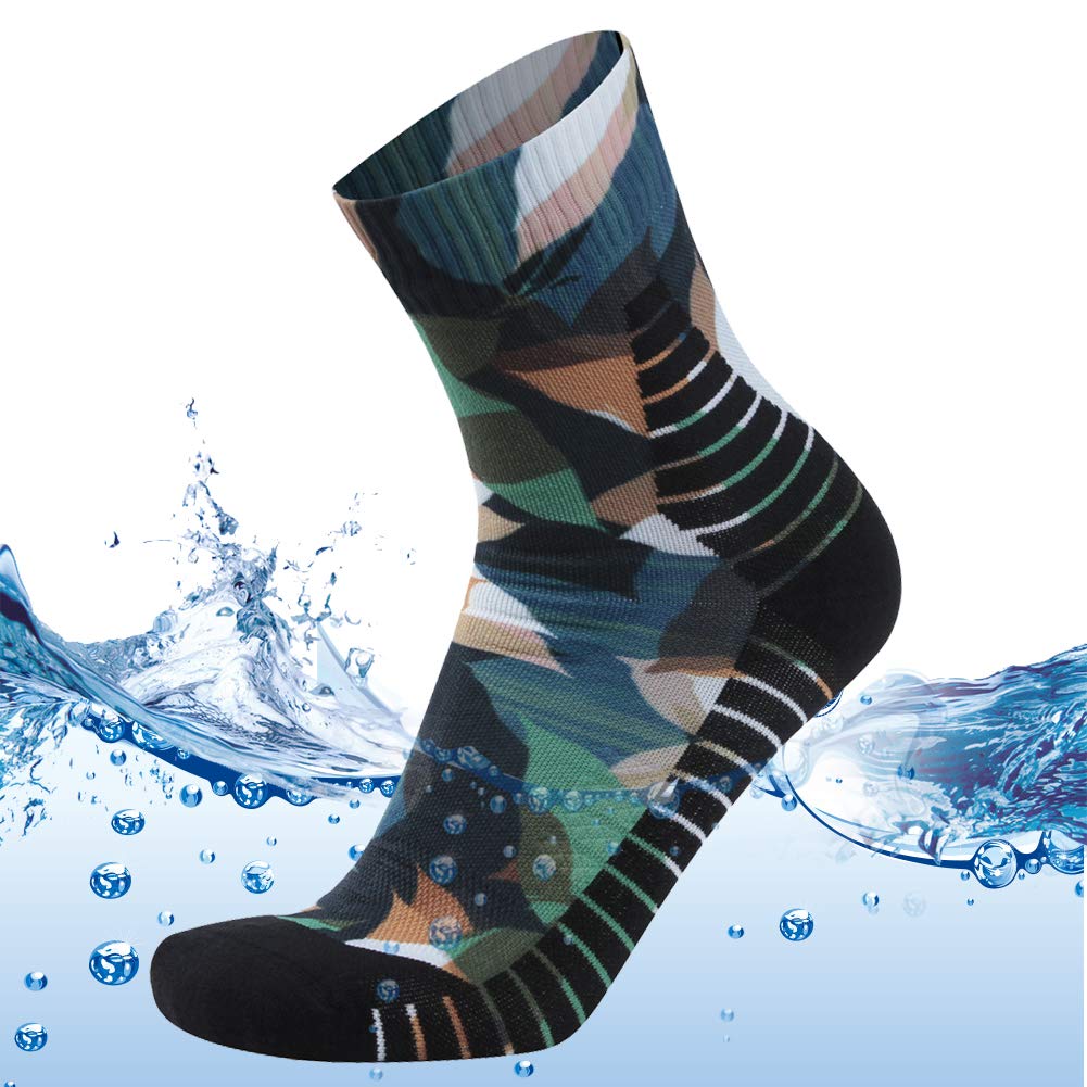 MEIKAN 100% Waterproof Socks for Men & Women - Breathable Quick-Dry Hiking Trekking Wading Socks with Digital Print (1 Pair) - Perfect for Outdoor Adventures, Camping, Fishing & Water Sports