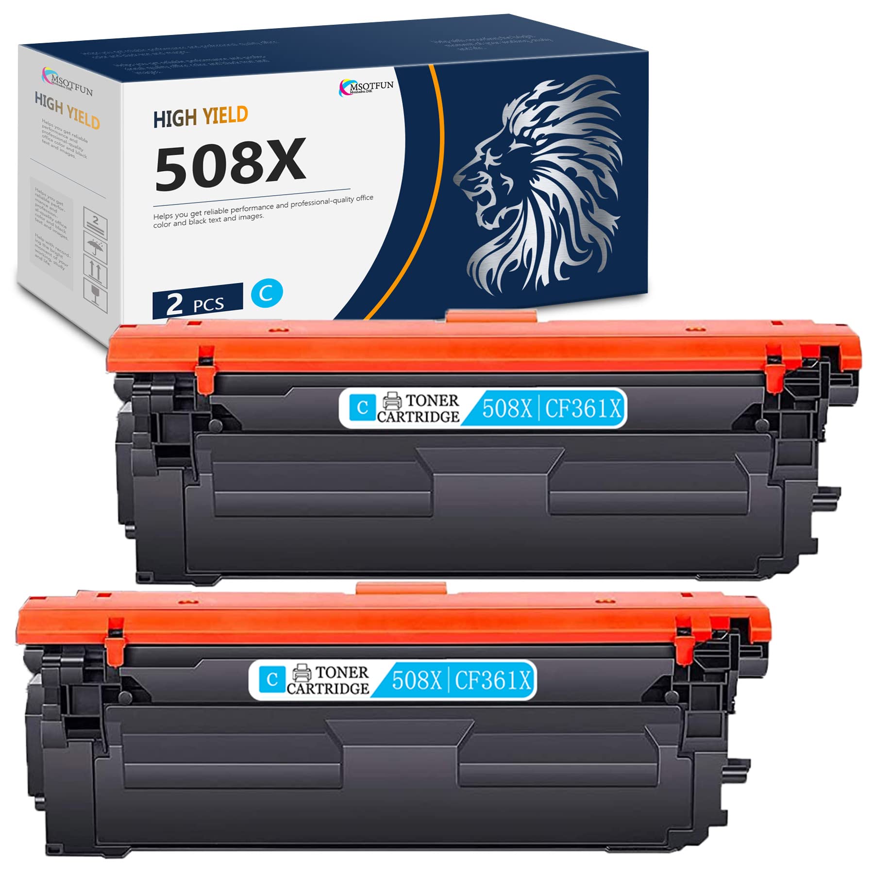 MSOTFUN Compatible 508X CF361X Toner Cartridge Replacement for HP 508X - Works with HP M552dn M553 M577 Series Printers (Cyan, 2-Pack) - High Yield Printing for Office & Home Use