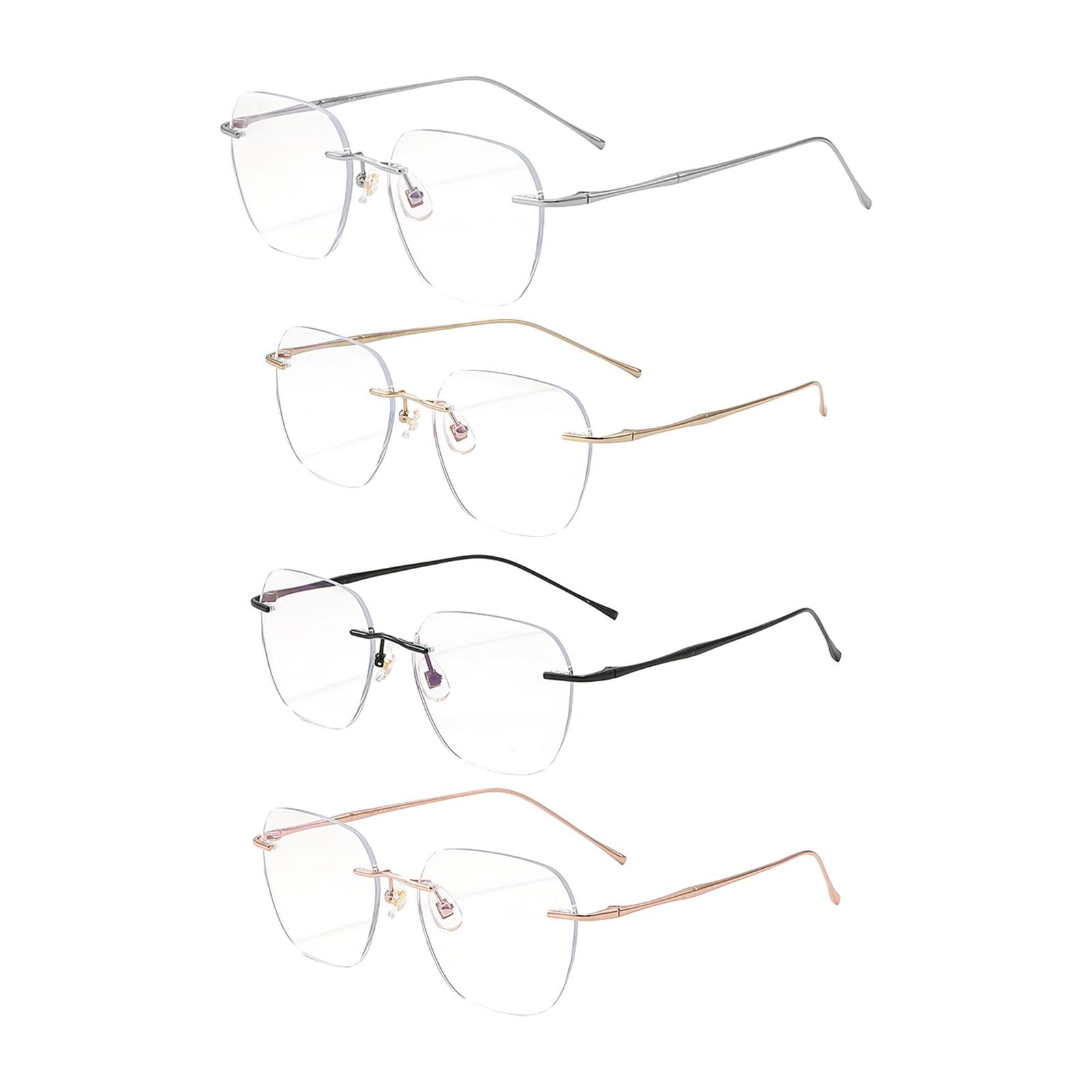 Fenteer Stylish Rimless Glasses for Men & Women - Lightweight Fashion Eyewear for Festivals, Parties, Vacations & Daily Wear - Perfect for Reading, Driving and Outdoor Activities