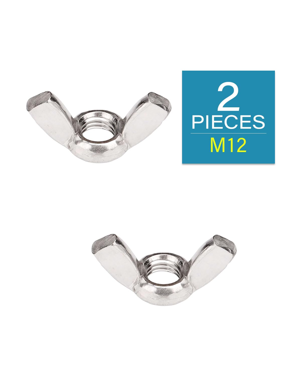 M12 Wing Nuts - 304 Stainless Steel Wing Nuts for Home & Industrial Use - Corrosion Resistant Hardware Fasteners (Pack of 2) - Perfect for Plumbing, Furniture Assembly, and Machinery Maintenance