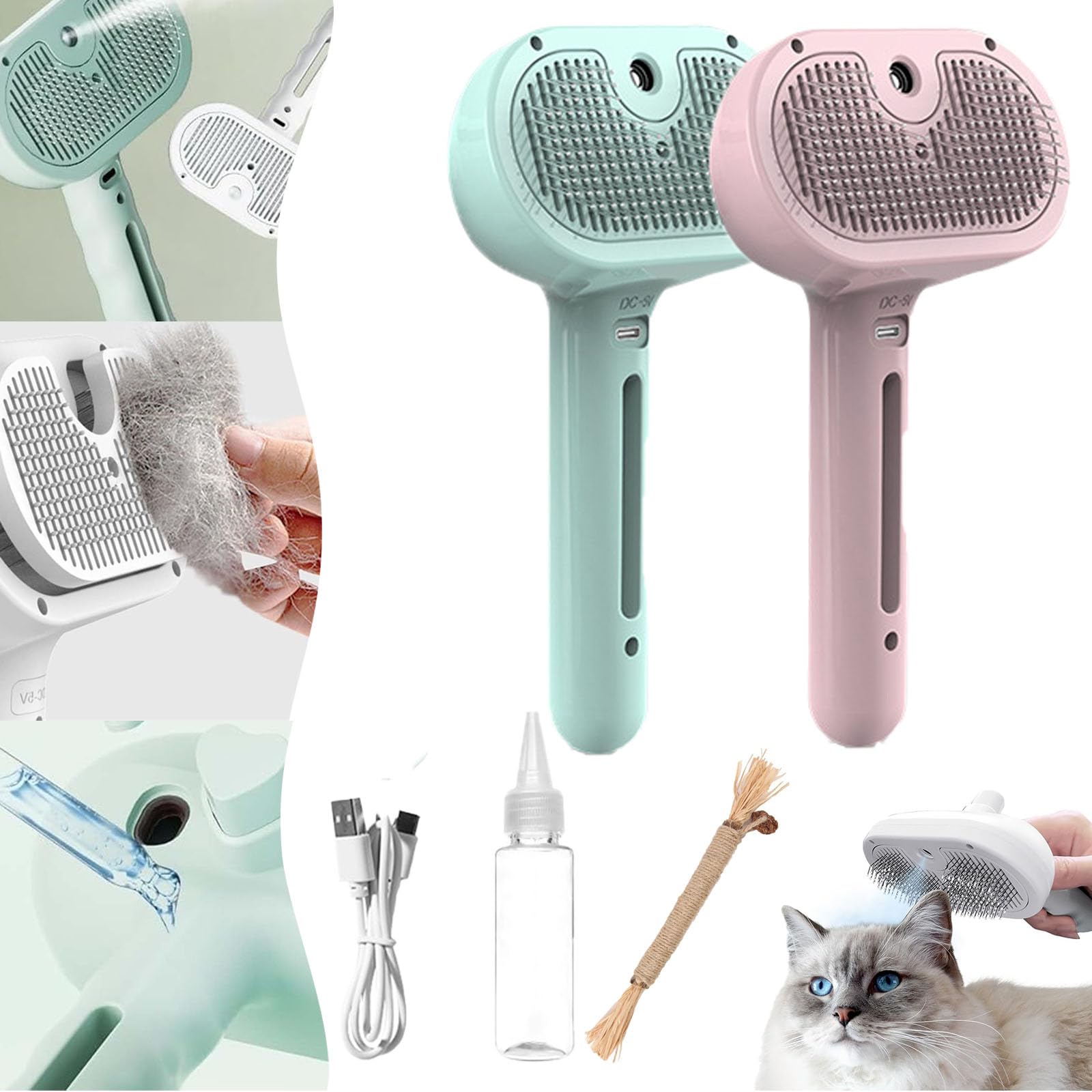 Kivori Pet Grooming Brush - 2pcs Dog Cat Shedding Comb for Easy Hair Removal at Home