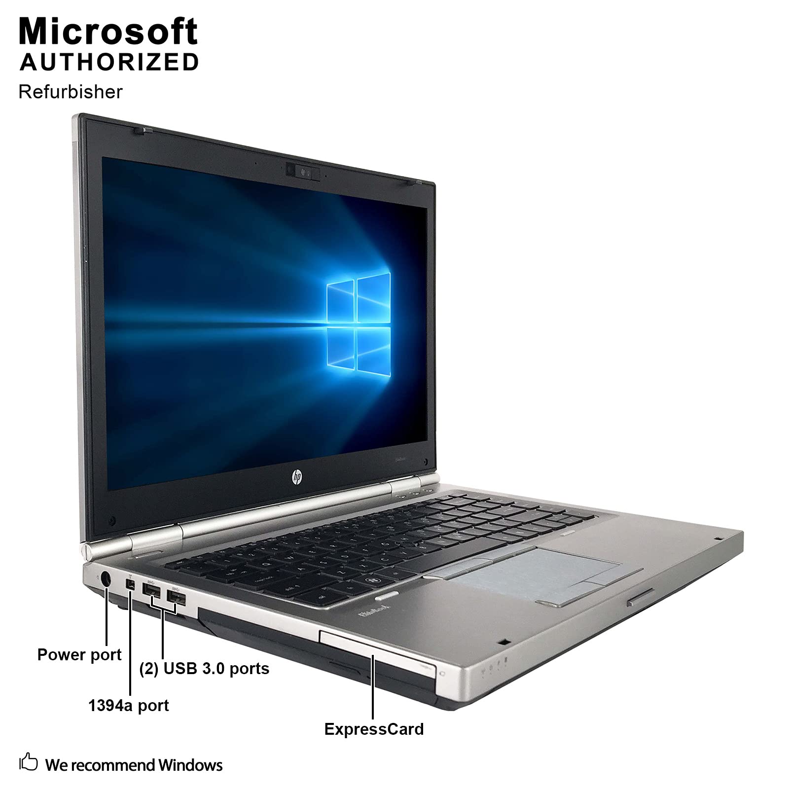 HP EliteBook 8460P 14-inch Laptop - Intel Core i5-2520M 2.5GHz, 8GB RAM, 250GB HDD, Windows 10 Pro (Certified Refurbished) | Business & Office Use, Remote Work, Student Computing