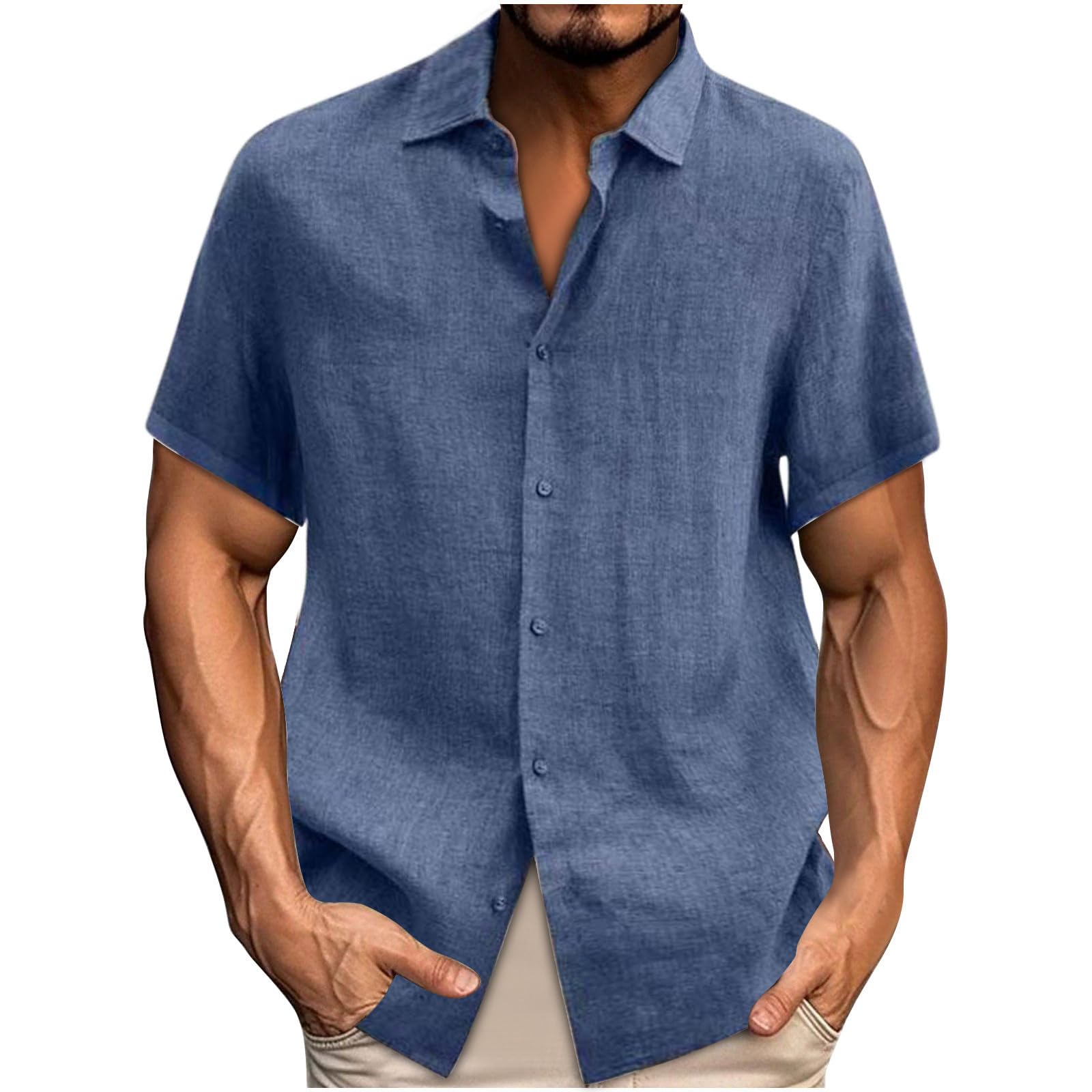 Women's Linen Button Down Shirt - Lightweight Short Sleeve Cotton Beach Top with Spread Collar | Summer Casual Wear, Office Outfits & Vacation Essentials