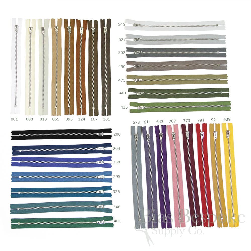 12 Pack 9-Inch Silver Metal Teeth Zippers with Imperial Purple Tape - Premium Pants Zippers for Sewing, DIY, and Clothing Repair | Bias Bespoke Brand