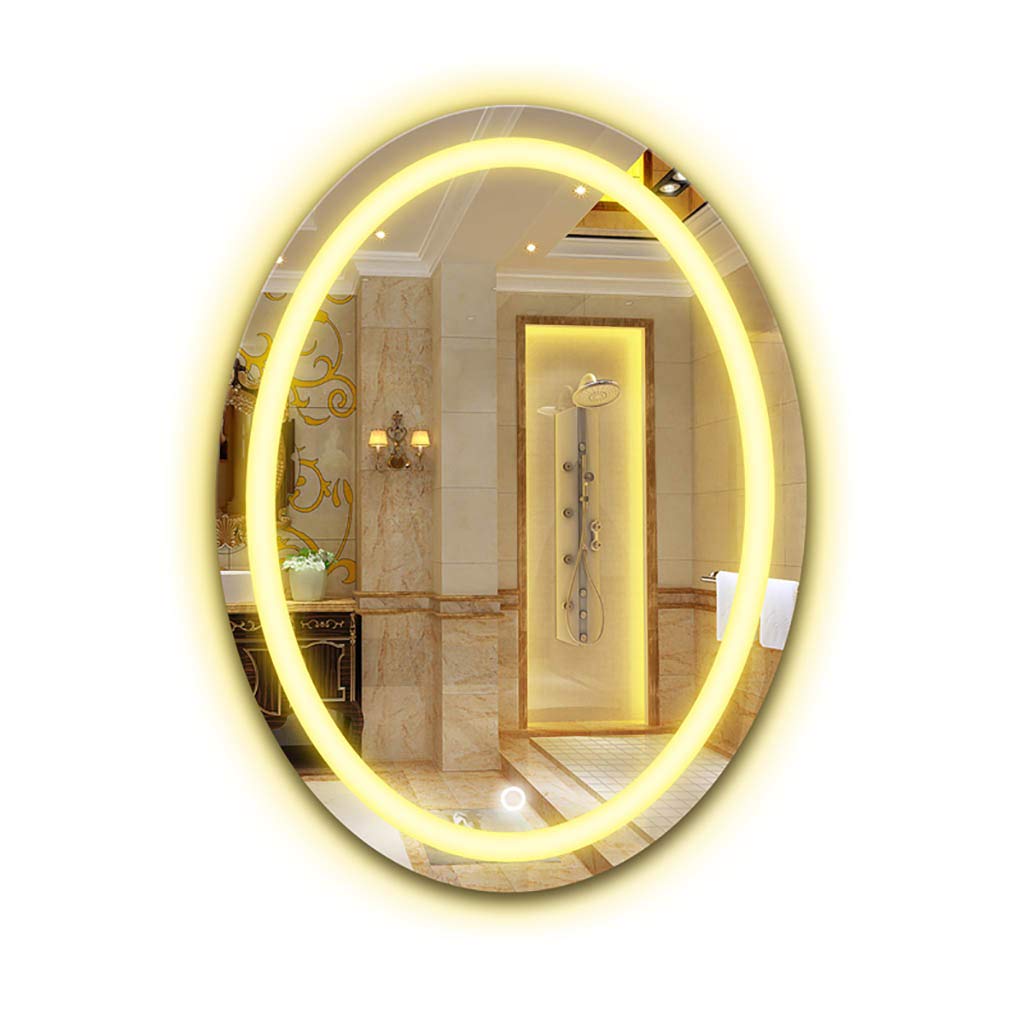 LED Vanity Mirror Oval Wall Mounted - Touch Button Illuminated Makeup Mirror for Bathroom & Bedroom | Perfect for Makeup, Shaving & Home Decor