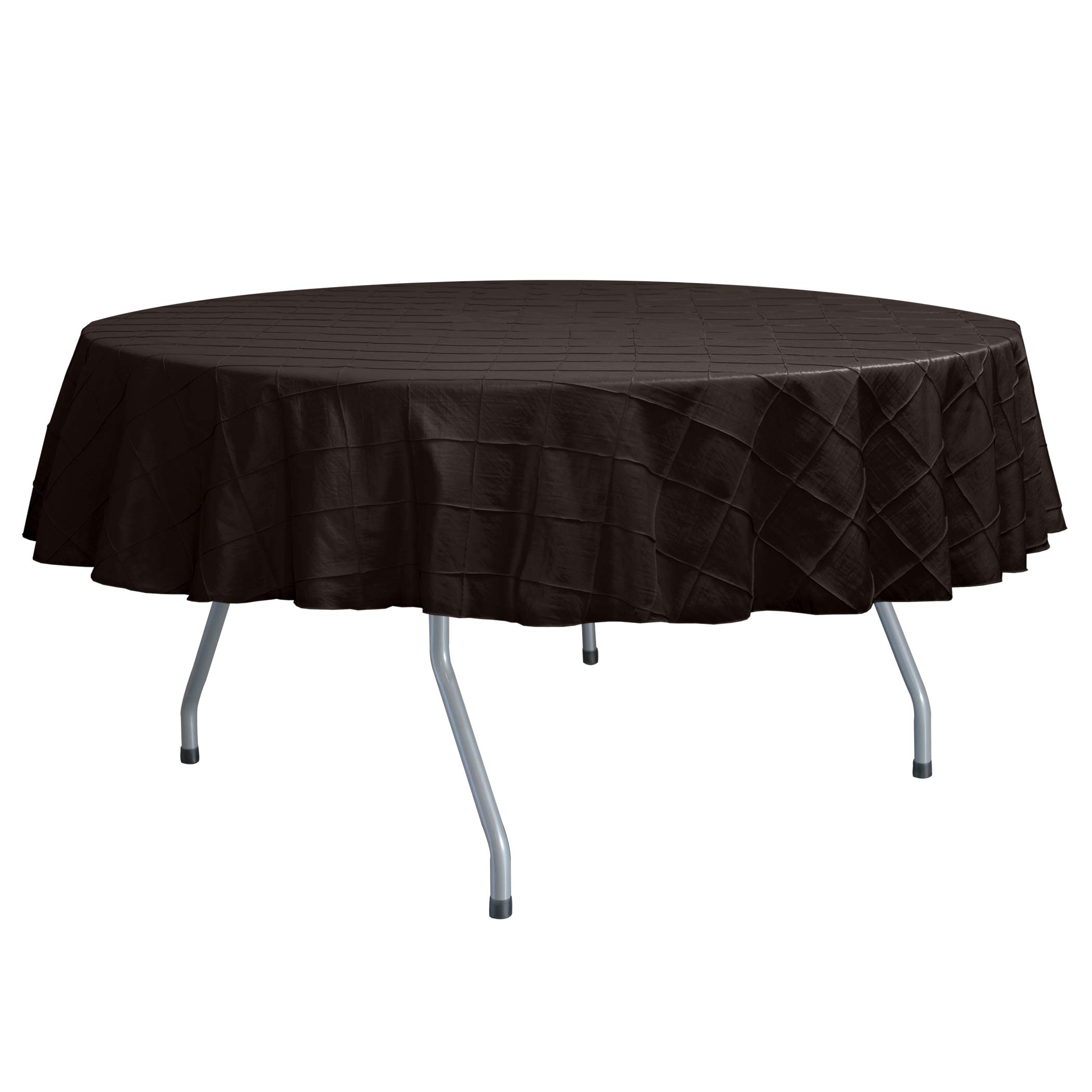 3-Pack Embroidered Pintuck Taffeta 60-Inch Round Tablecloth - Dark Brown Espresso - Fits Tables Under 60