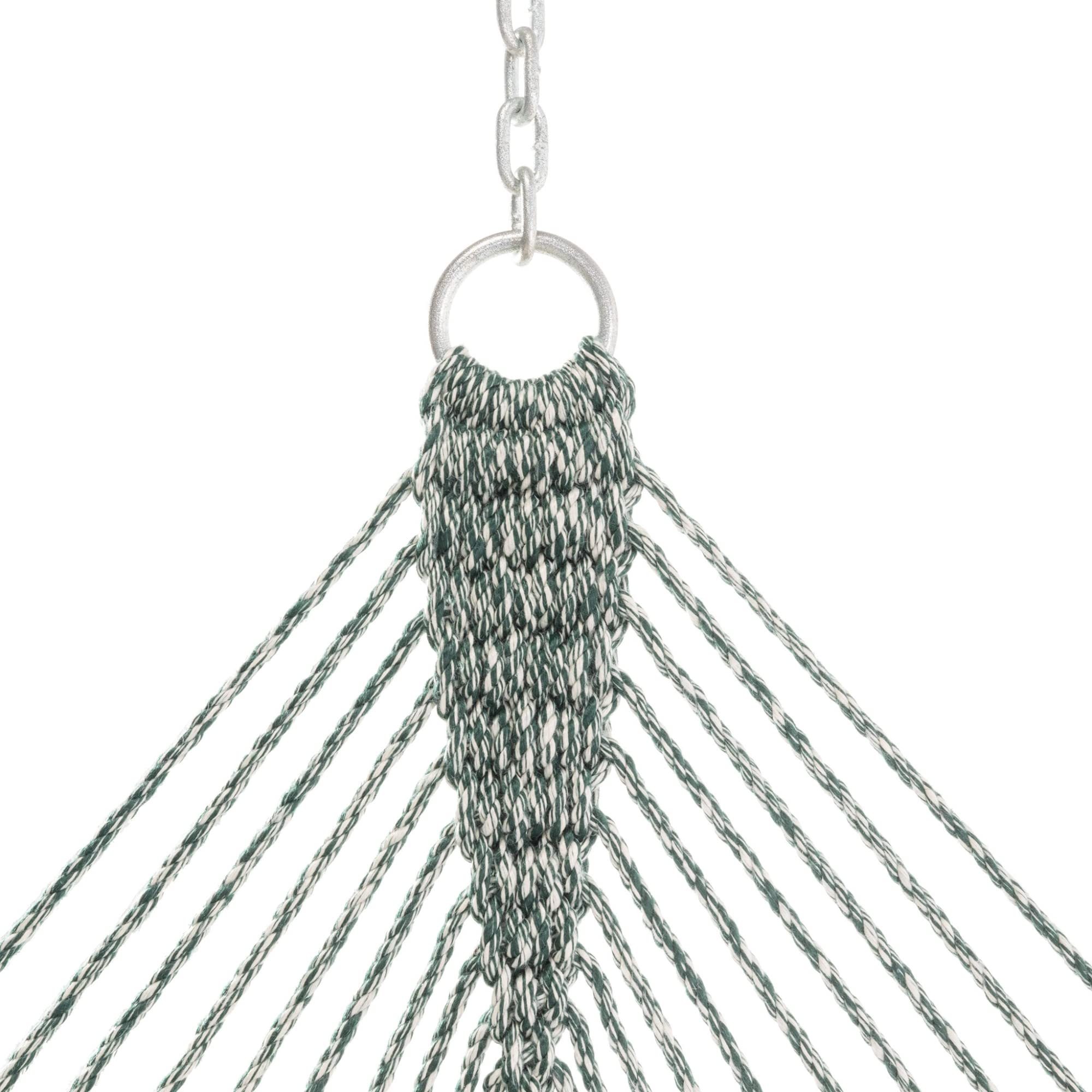 Premium Handcrafted Nags Head Single Green Oatmeal Tweed Rope Hammock - 450 LB Capacity, 12 ft x 49 in - Includes Free Extension Chains & Tree Hooks - Made in USA - Perfect for Backyard Relaxation, Camping & Beach Lounging