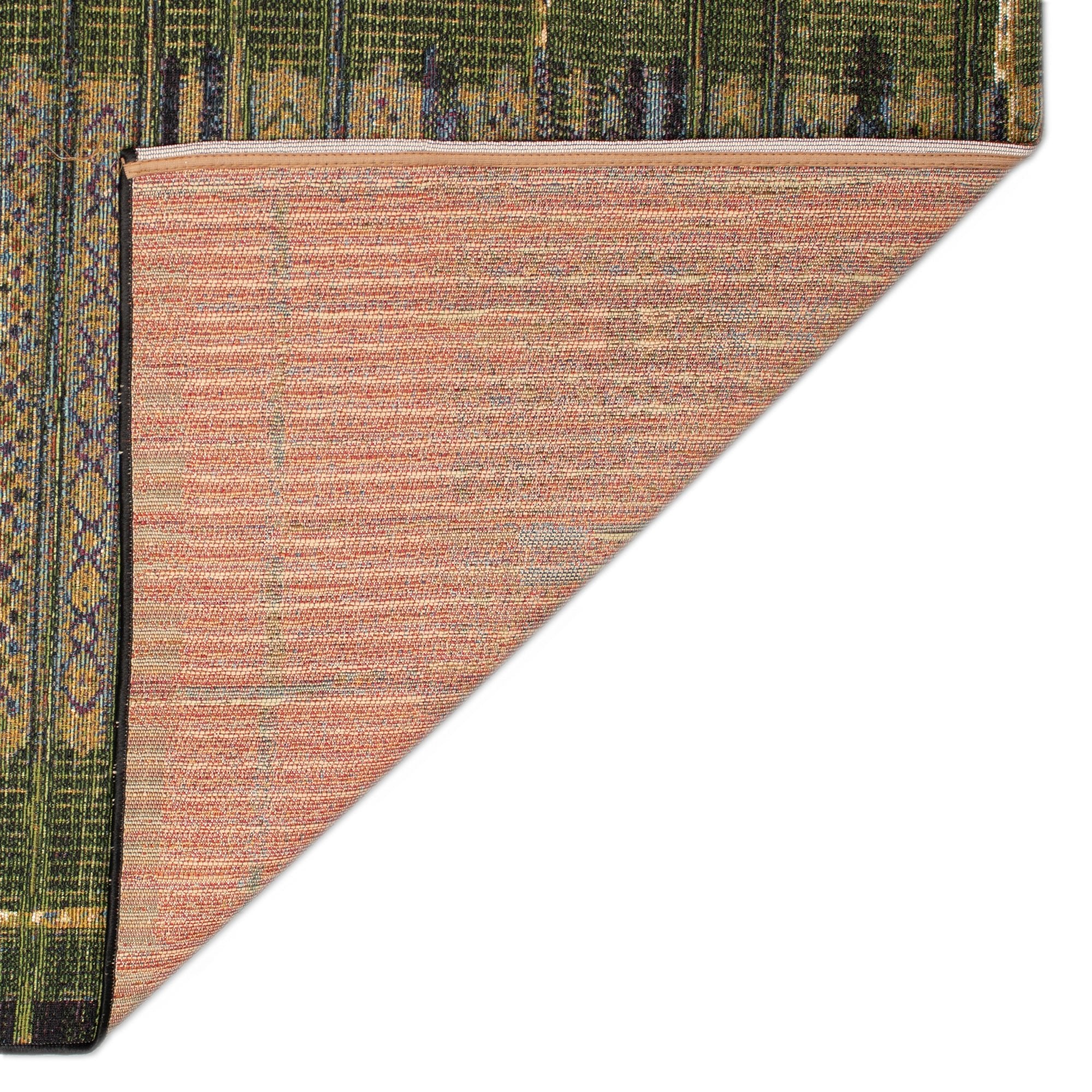 Liora Manne Marina Tribal Stripe Area Rug - Green Indoor Outdoor Bohemian Decor for Living Room, Bedroom, Patio & Balcony