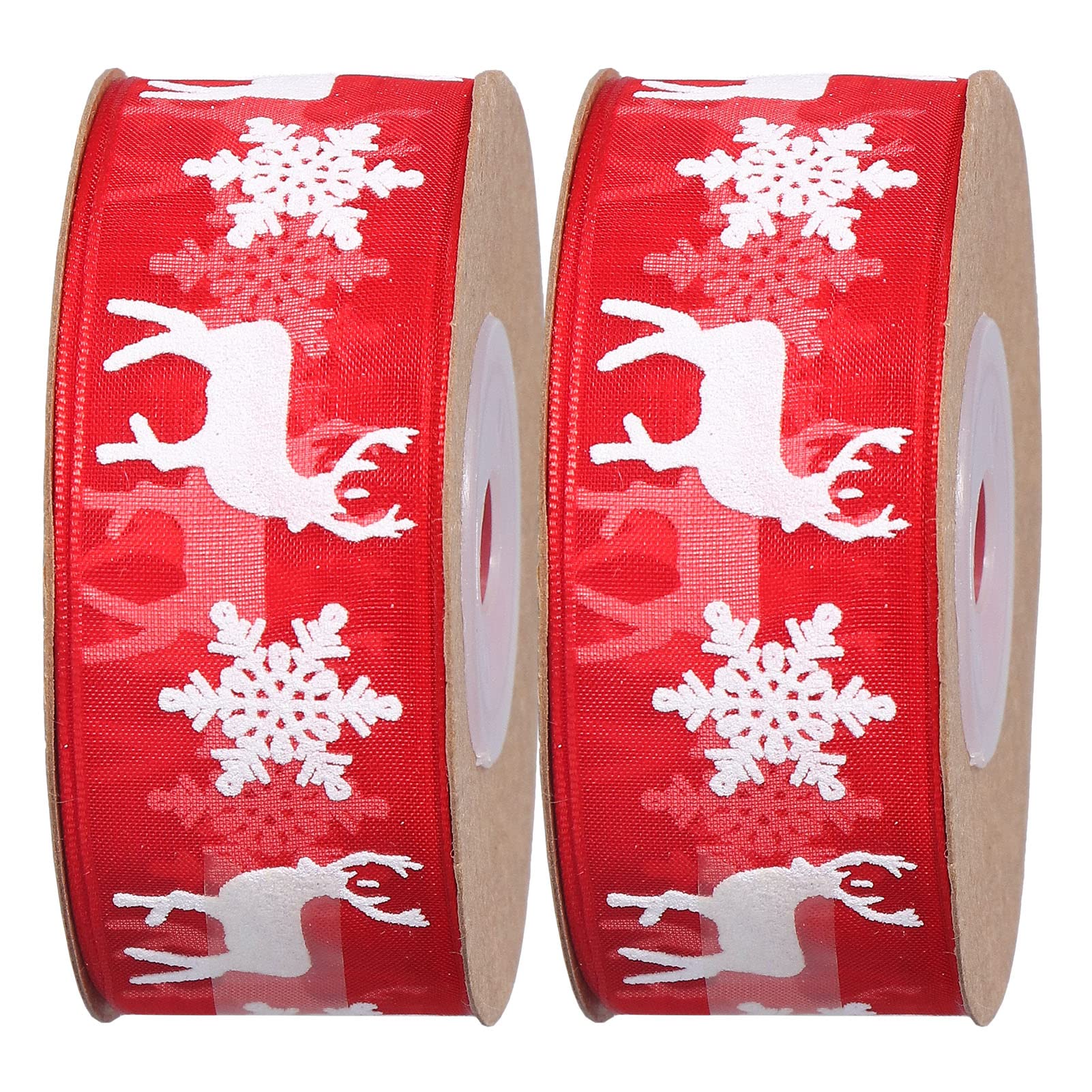 TOPINCN Gift Ribbon - 2 Inch Wide Red Glitter Ribbon for Christmas, Holiday & Thanksgiving Decorations | Perfect for Wrapping Presents, Tree Trimming & Party Decor