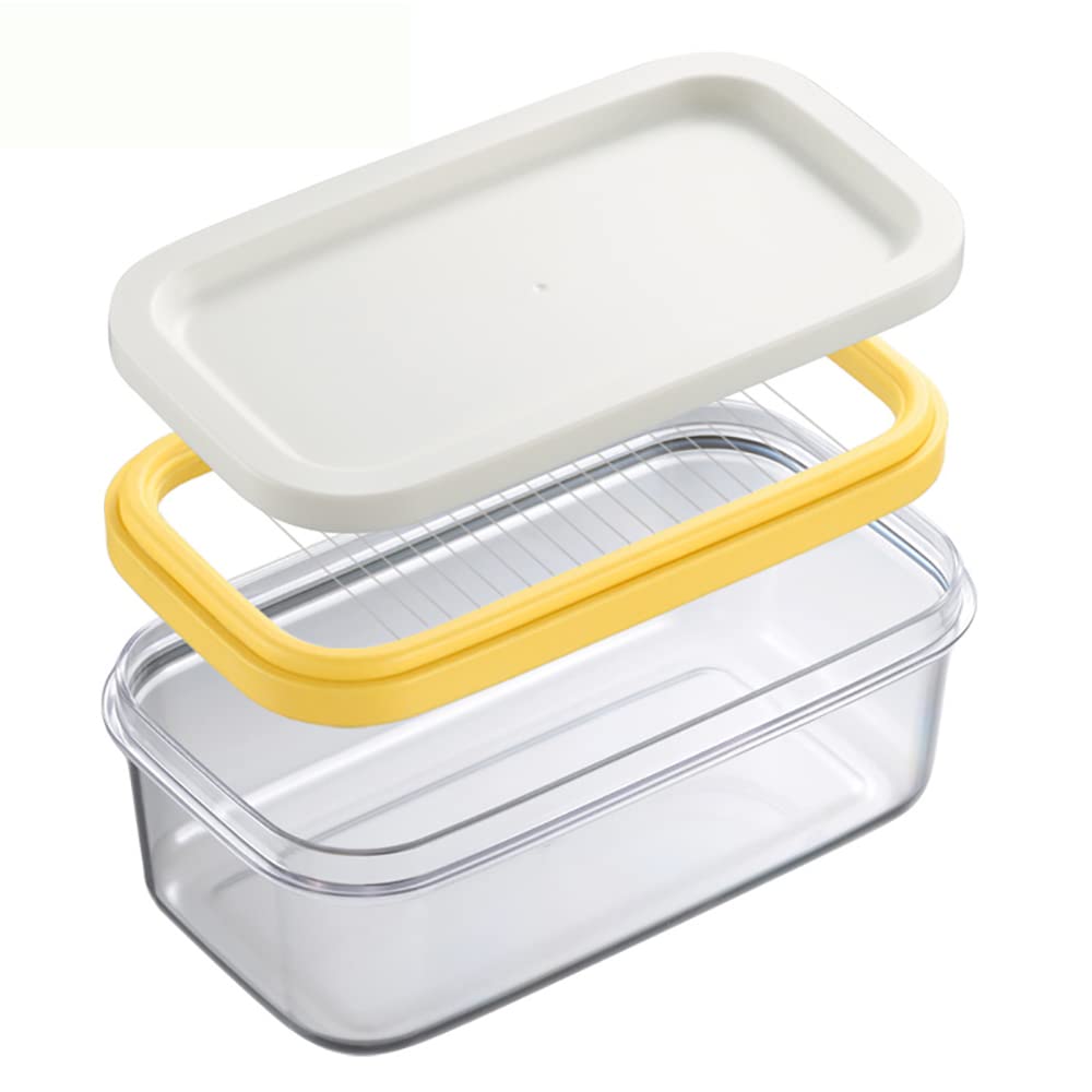 Plastic Butter Dish with Lid & Cutter - Fresh Butter Keeper for Kitchen