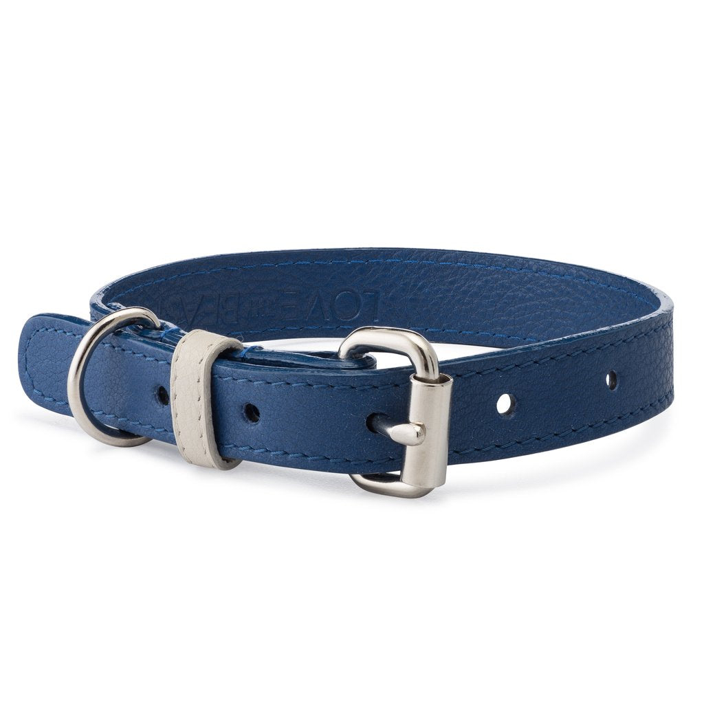 Love Thy Beast Pebble Leather Dog Collar - Cobalt Blue | Durable & Stylish for Daily Walks & Outdoor Adventures