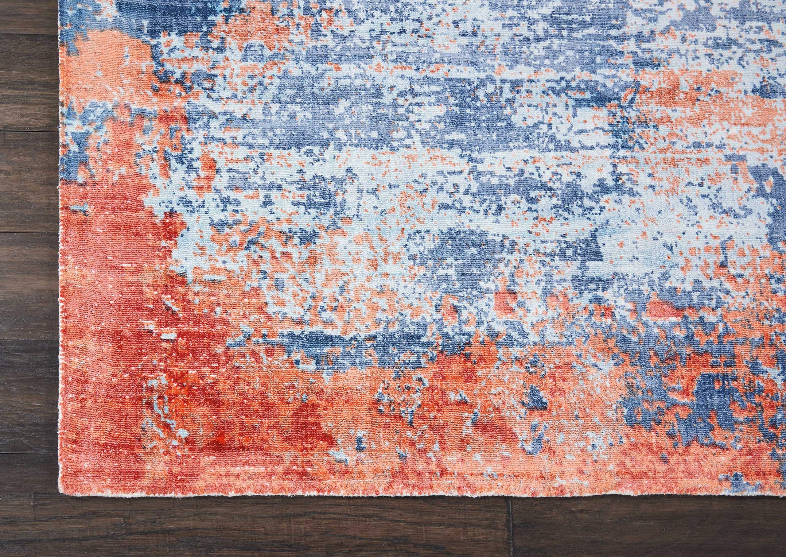 Kathy Ireland Home Safari Dreams Rustic Blue/Brick 8' x 11' Area Rug - Easy to Clean, Non-Shedding, Soft & Durable - Perfect for Bedroom, Living Room, Dining Room & Kitchen Decor - Cozy Home & Office Floor Covering (8x11)