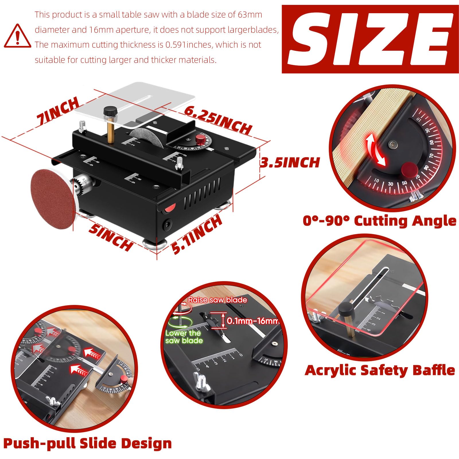 118PC Mini Multi-functional Table Saw - Portable Adjustable Wood Cutting, Sanding, Engraving & Drilling All-in-One Machine | Perfect for DIY Projects, Woodworking & Crafting