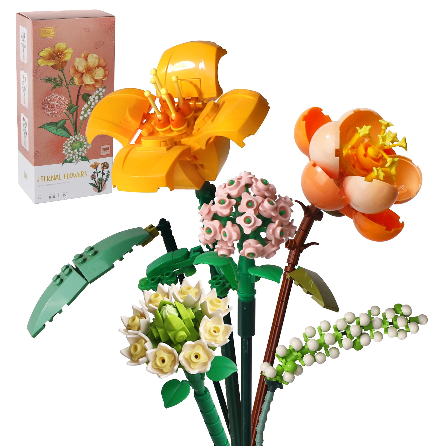 Mini Bricks Flower Bouquet Building Kit - 456PCS Artificial Botanical Collection for DIY Home Decor, Unique Gift for Girls Ages 8-12 | Perfect for Birthday Presents, Room Decoration & Creative Play (Not Lego Compatible)