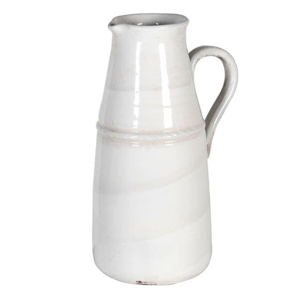 Vintage Cream Distressed Ceramic Jug - Handmade Farmhouse Pitcher for Milk, Juice & Decor | Perfect for Rustic Kitchen, Dining Table & Country Home Decor