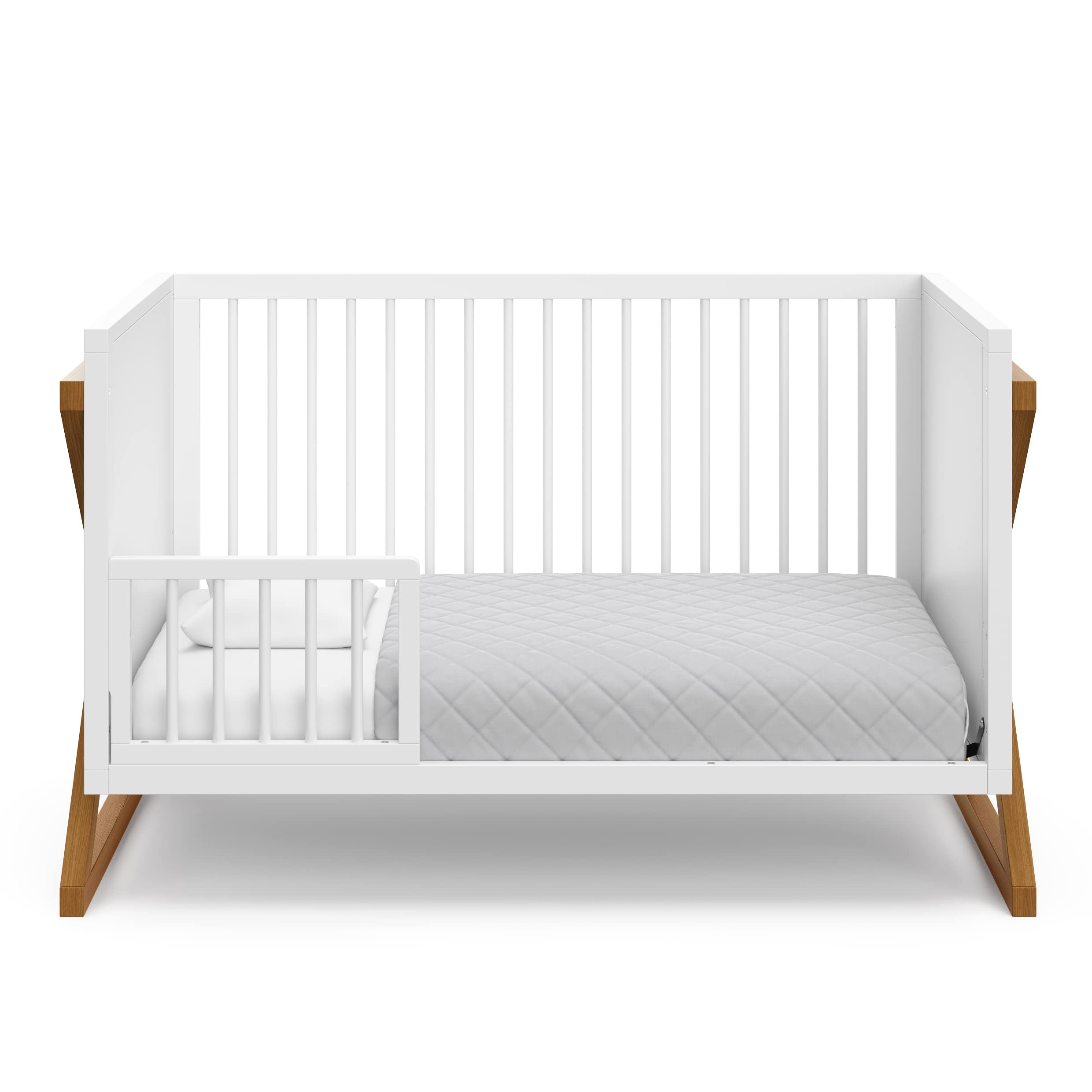 Storkcraft Equinox 3-in-1 Convertible Crib in Vintage Driftwood - Converts to Toddler Bed & Daybed with 3-Position Adjustable Mattress Base | Modern Two-Tone Nursery Furniture for Baby & Kids Bedroom | Safe & Stylish Infant Sleeping Solution