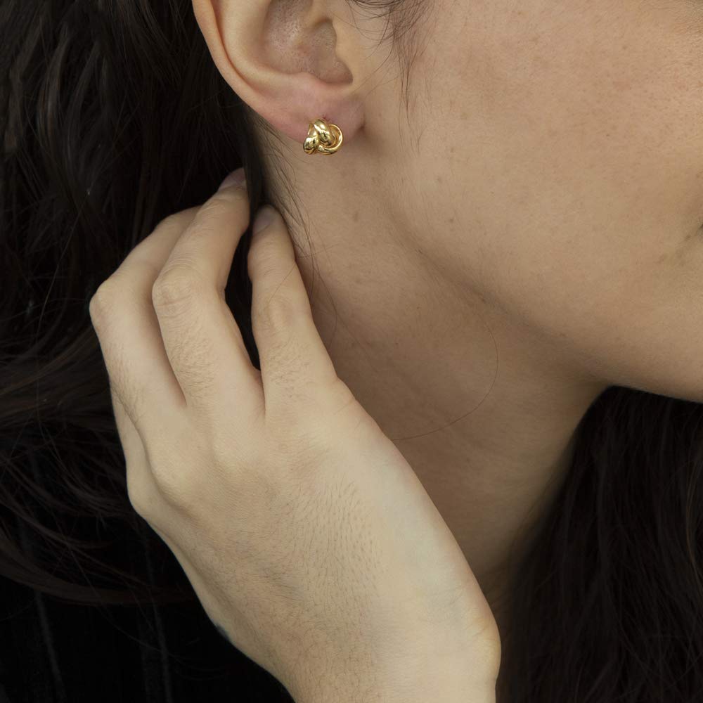 Carissima Gold 9ct Yellow Gold 9mm Triple Knot Stud Earrings for Women - Elegant Jewelry Gift for Her, Perfect for Weddings, Anniversaries & Special Occasions