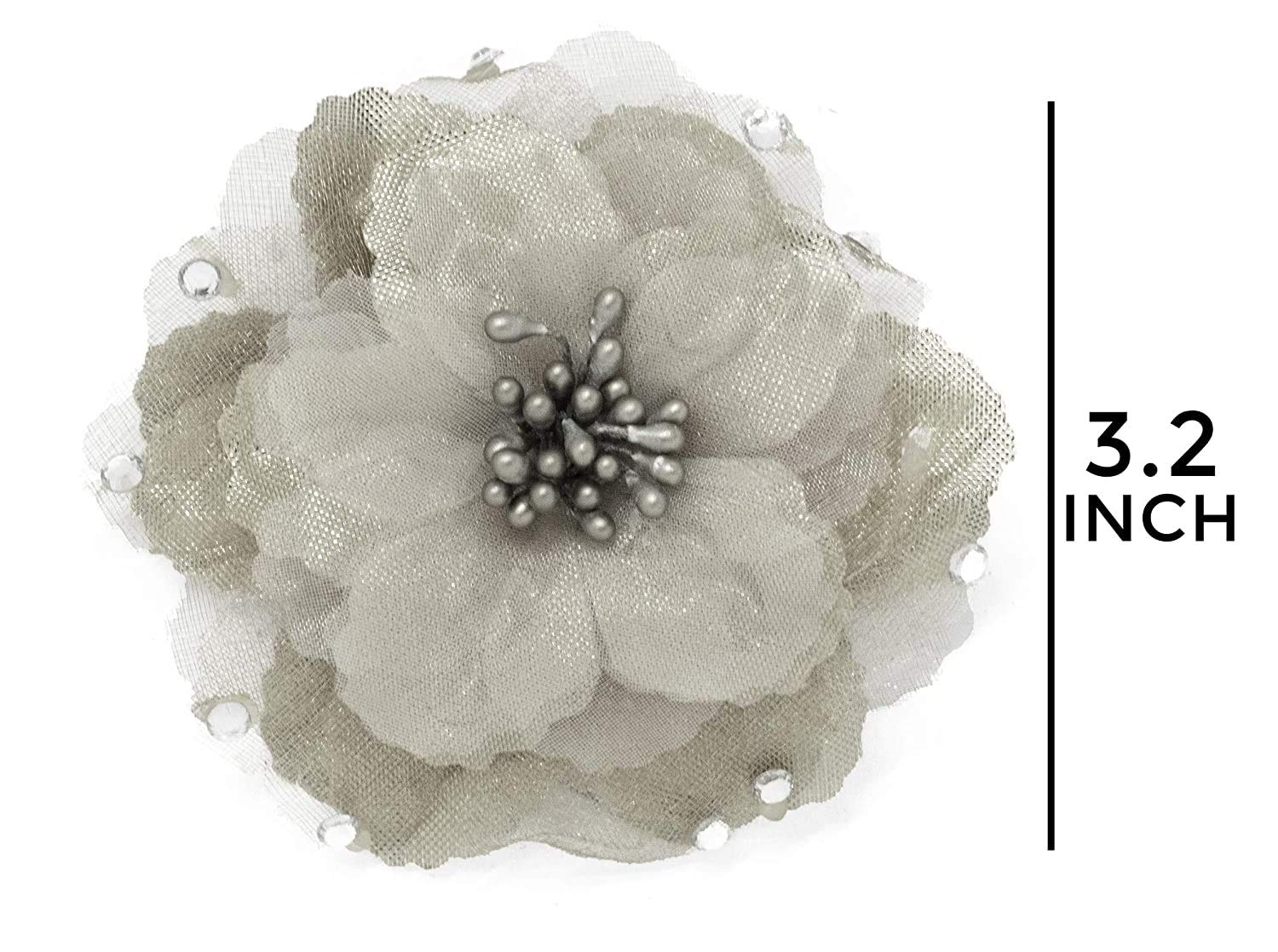 SIYAA Rose Flower Beads Hair Clips for Women & Girls - 2 Pack Cream Color Hair Accessories for Wedding, Party, and Everyday Wear