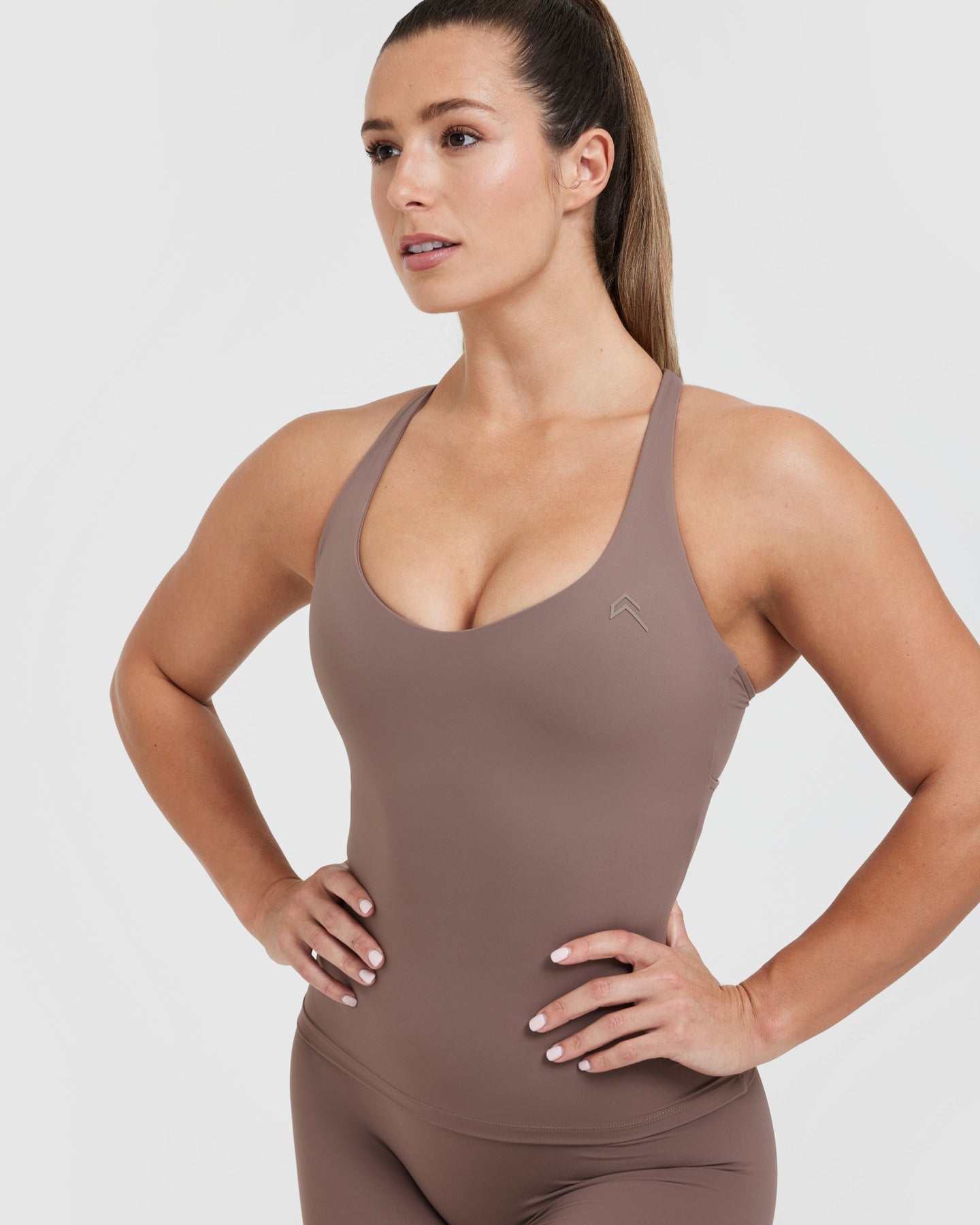 Unified V Neck Cross Back Vest for Women - Cool Brown | Casual & Workout Wear | Perfect for Yoga, Gym, and Everyday Fashion