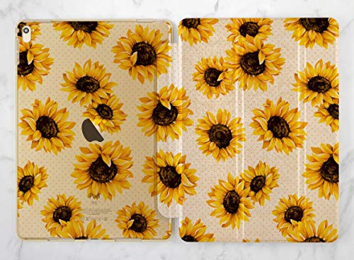 Floral Yellow Sunflower Gold Rose Gold Smart Cover Case for Apple iPad Air 1/2, iPad Mini 1/2/3/4, iPad Pro 9.7/10.5/12.9, iPad 9.7 (2017/2018) - Perfect for Home, Office & Travel Protection