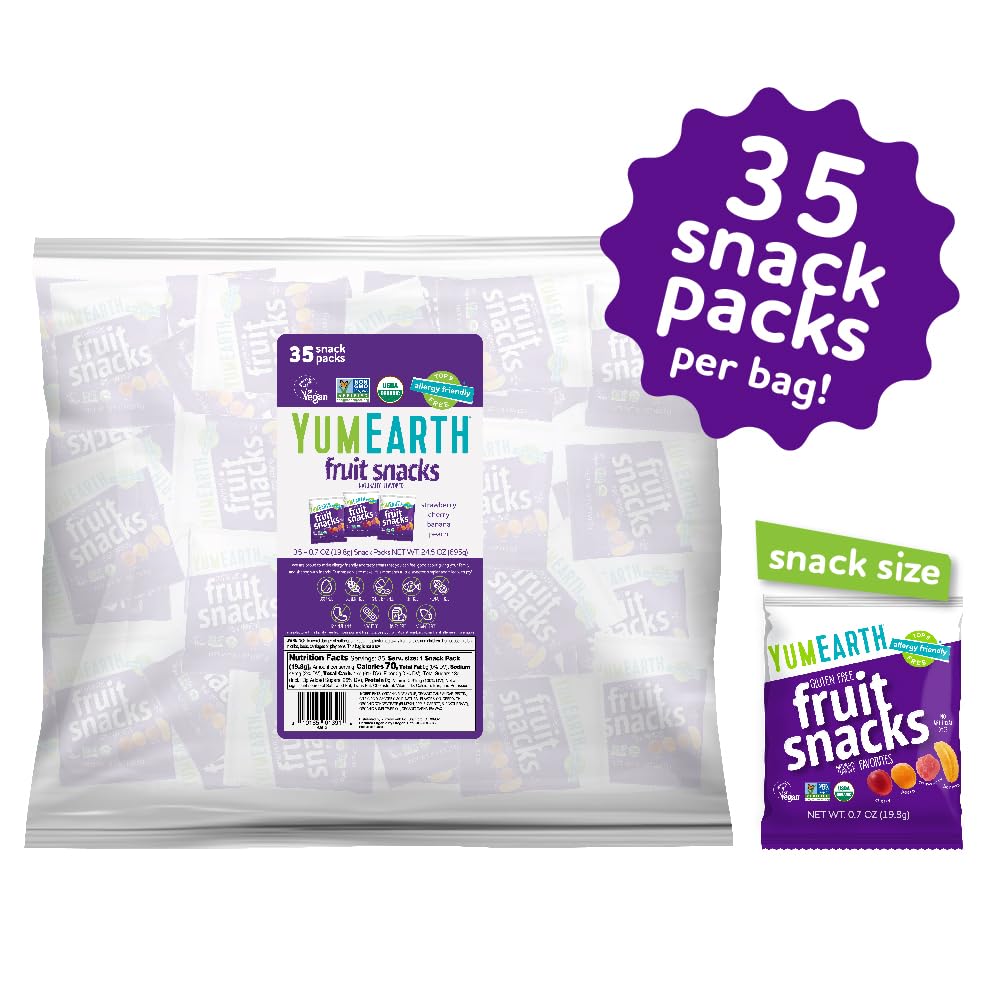 YumEarth Organic Fruit Snacks - 35 Count Pack | Gluten Free, Vegan & Non-GMO | Healthy Kids Snacks for Lunch Box, School & On-The-Go
