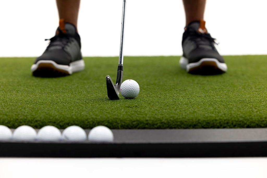 Premium Golf Practice Mat for Indoor & Outdoor Use - Includes Bonus Golf Tray & 3 Rubber Tees - Perfect for Home, Office, Driving Range & Backyard Training