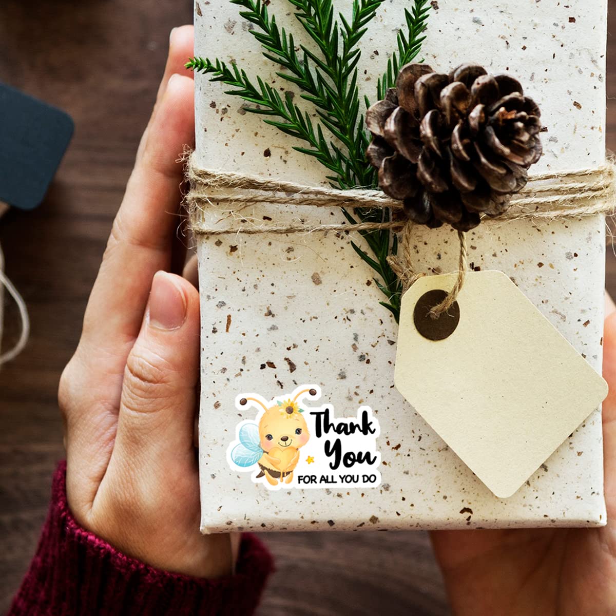 Cute Bee Thank You Stickers for Small Business - Handmade Happy Mail Stickers with 'Thank You for All You Do' Design - Perfect for Packaging, Envelopes, Gifts & Craft Projects